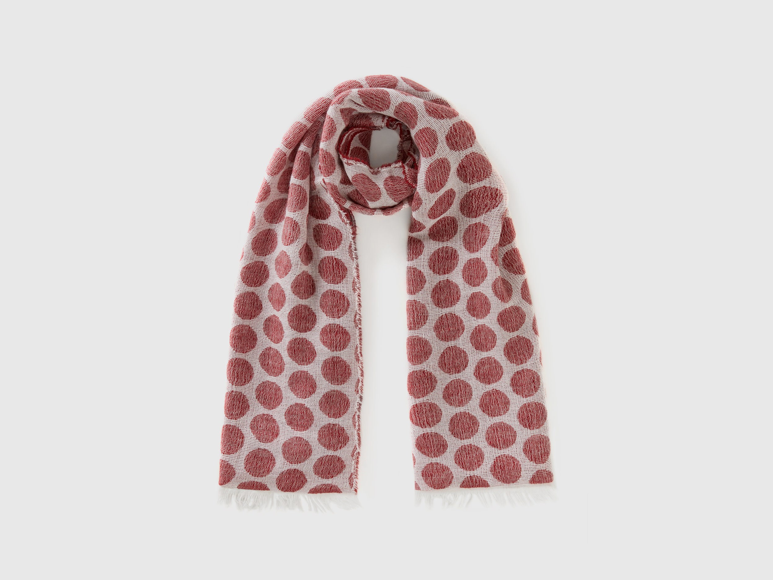 Benetton, Red Polka Dot Scarf, size OS, Red, Women