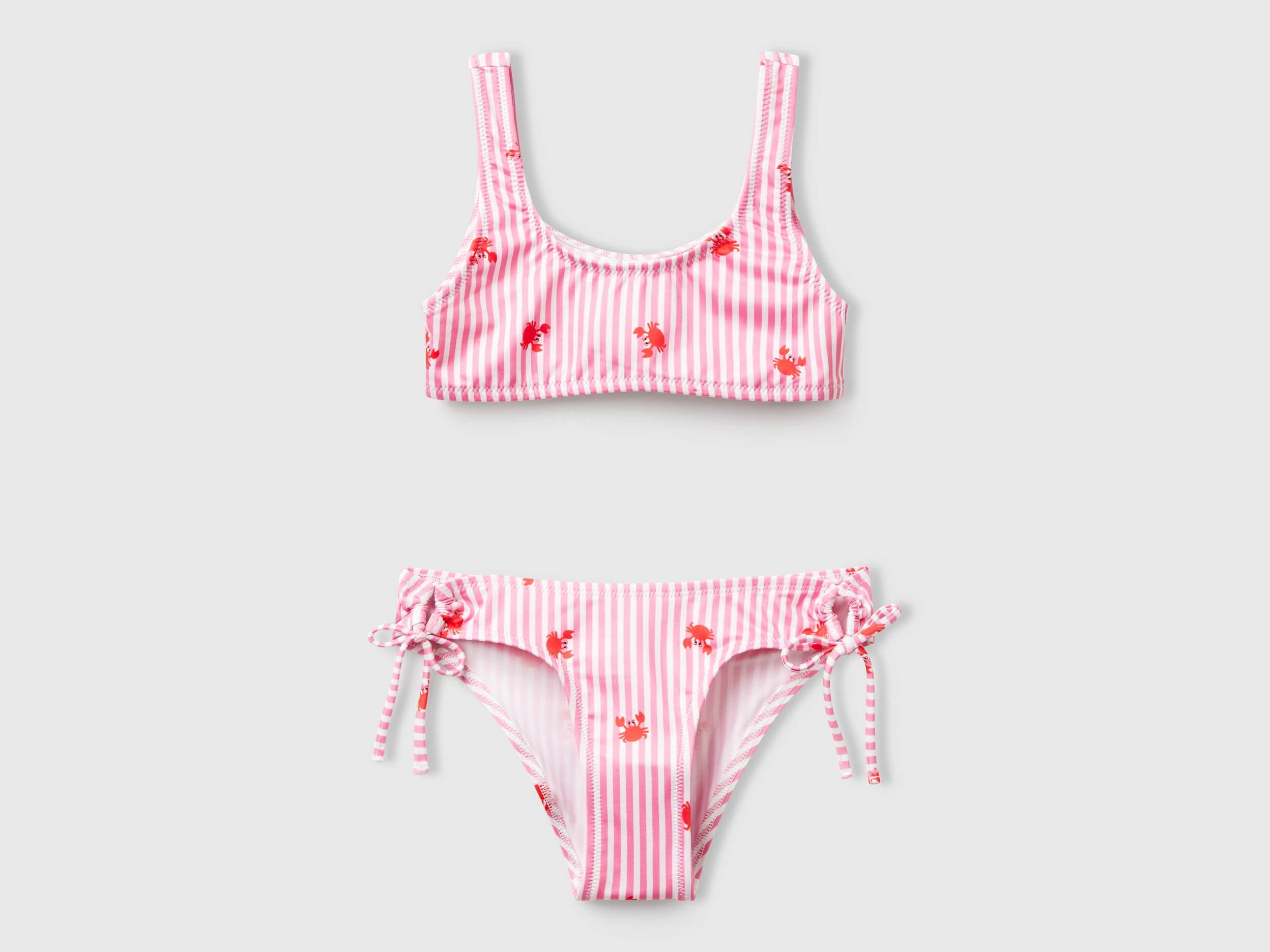 Benetton, Maillot De Bain Bikini Rayé Avec Crabes, taille 2XL, Rose, Enfants - United Colors of Benetton - Modalova