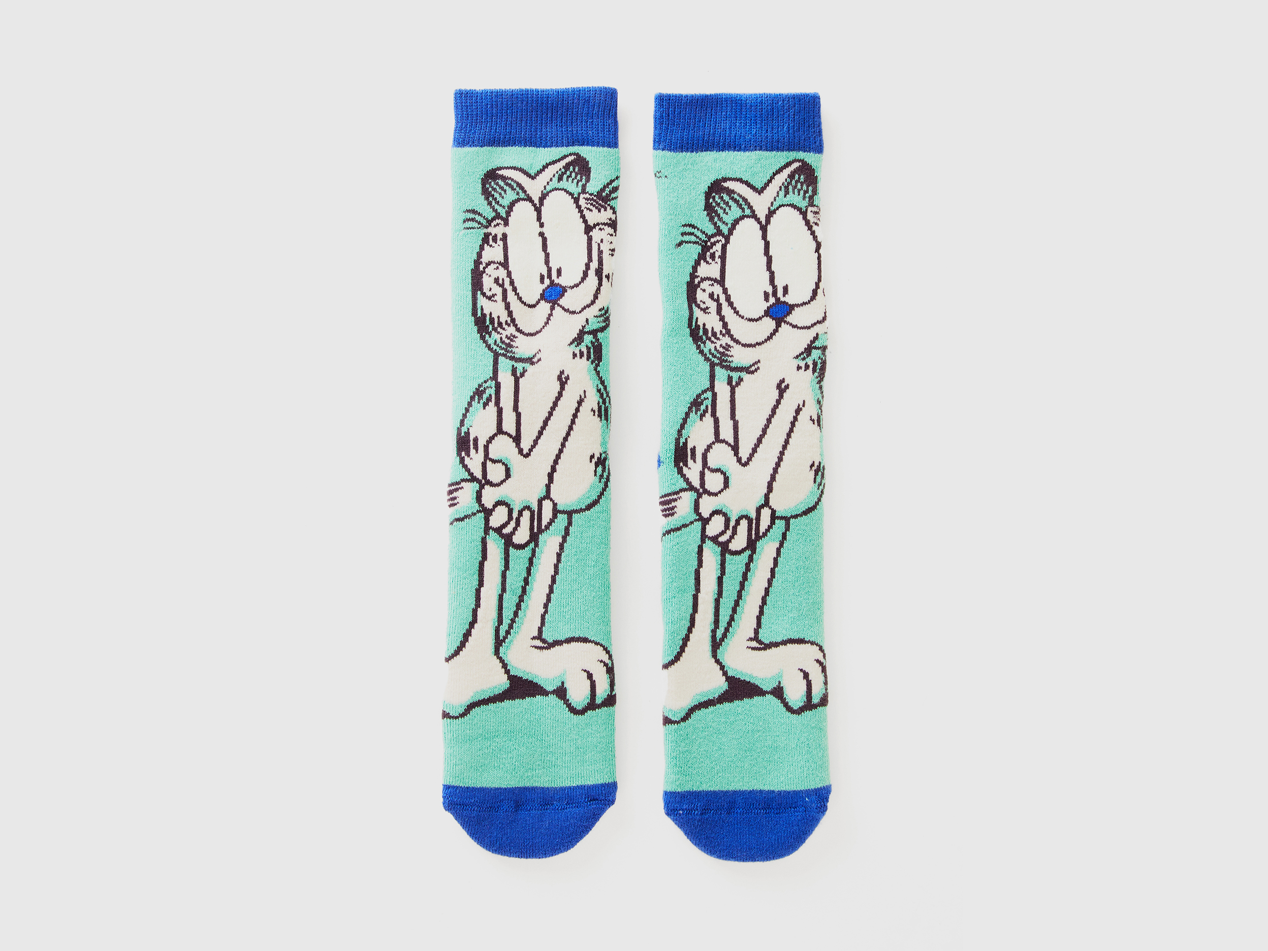 Benetton, Rutschfeste Socken Garfield ©2024 By Paws, Inc., size 39-41, Hellgrün, male