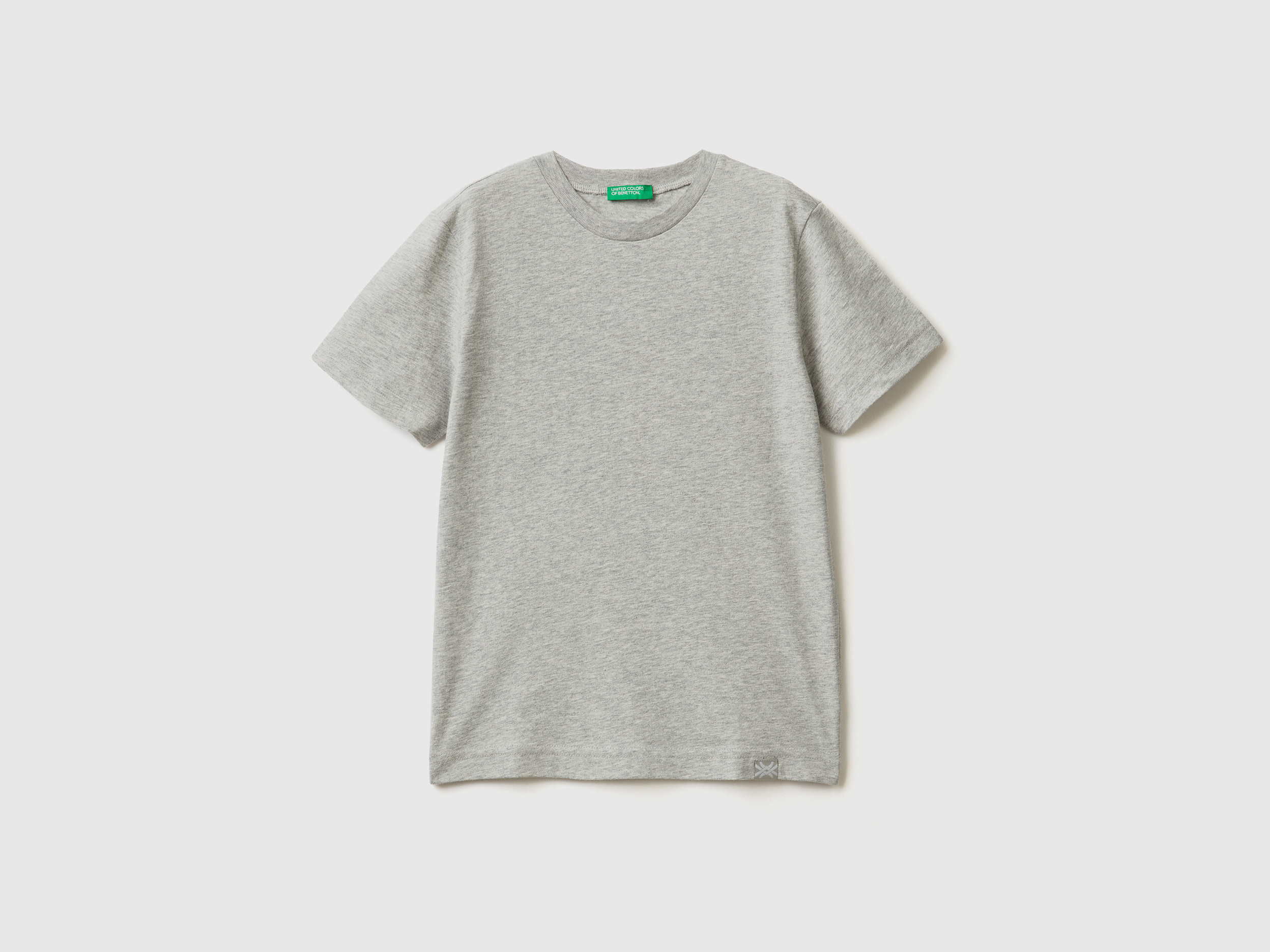 Benetton, Organic Cotton T-shirt, size 2XL, Light Gray, Kids