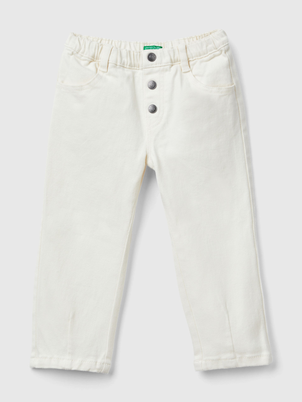 Benetton, Baggy Fit Trousers, Creamy White, Kids