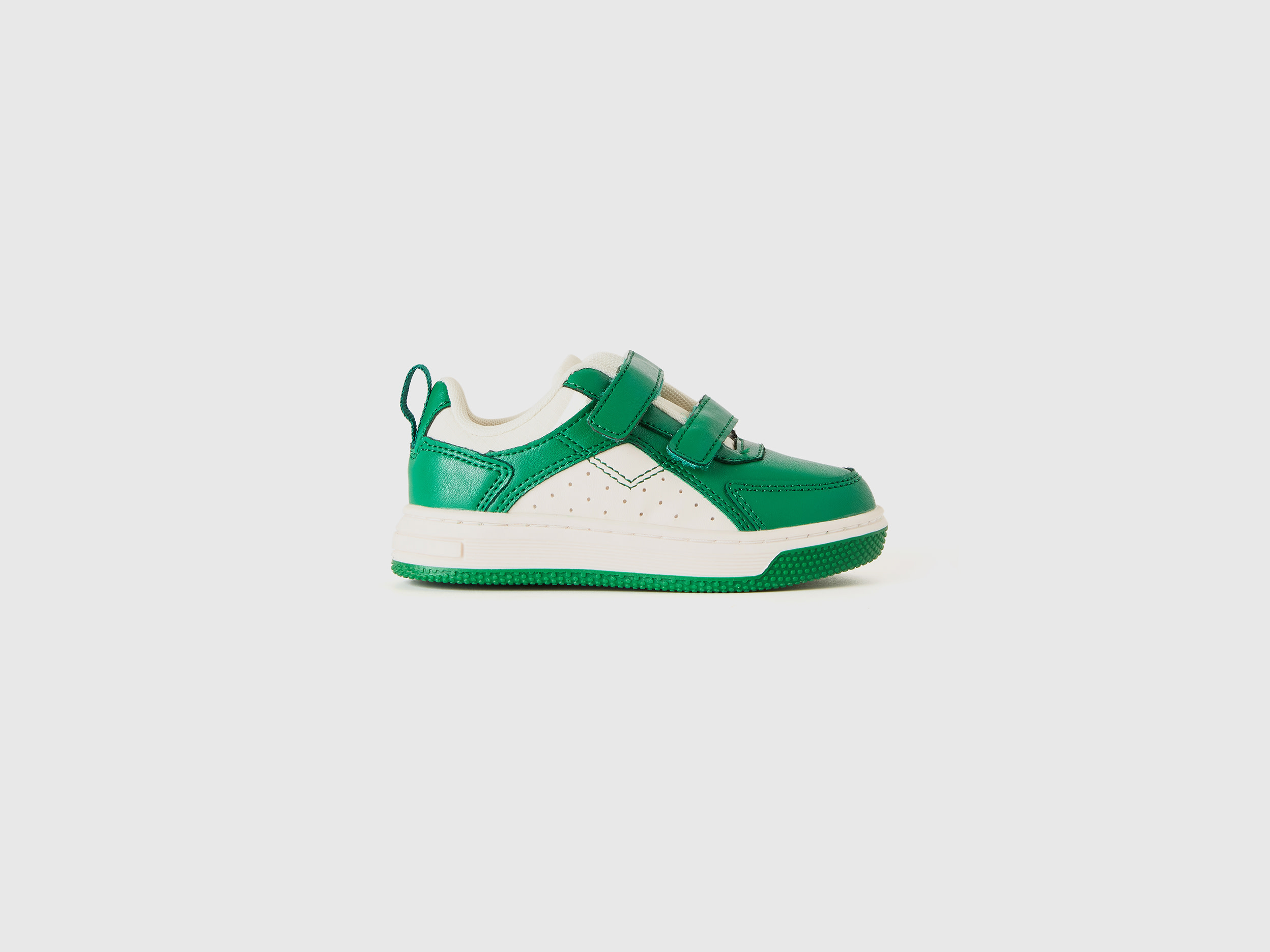 Benetton, Sneakers Basse In Tessuto Spalmato, Verde, Bambini
