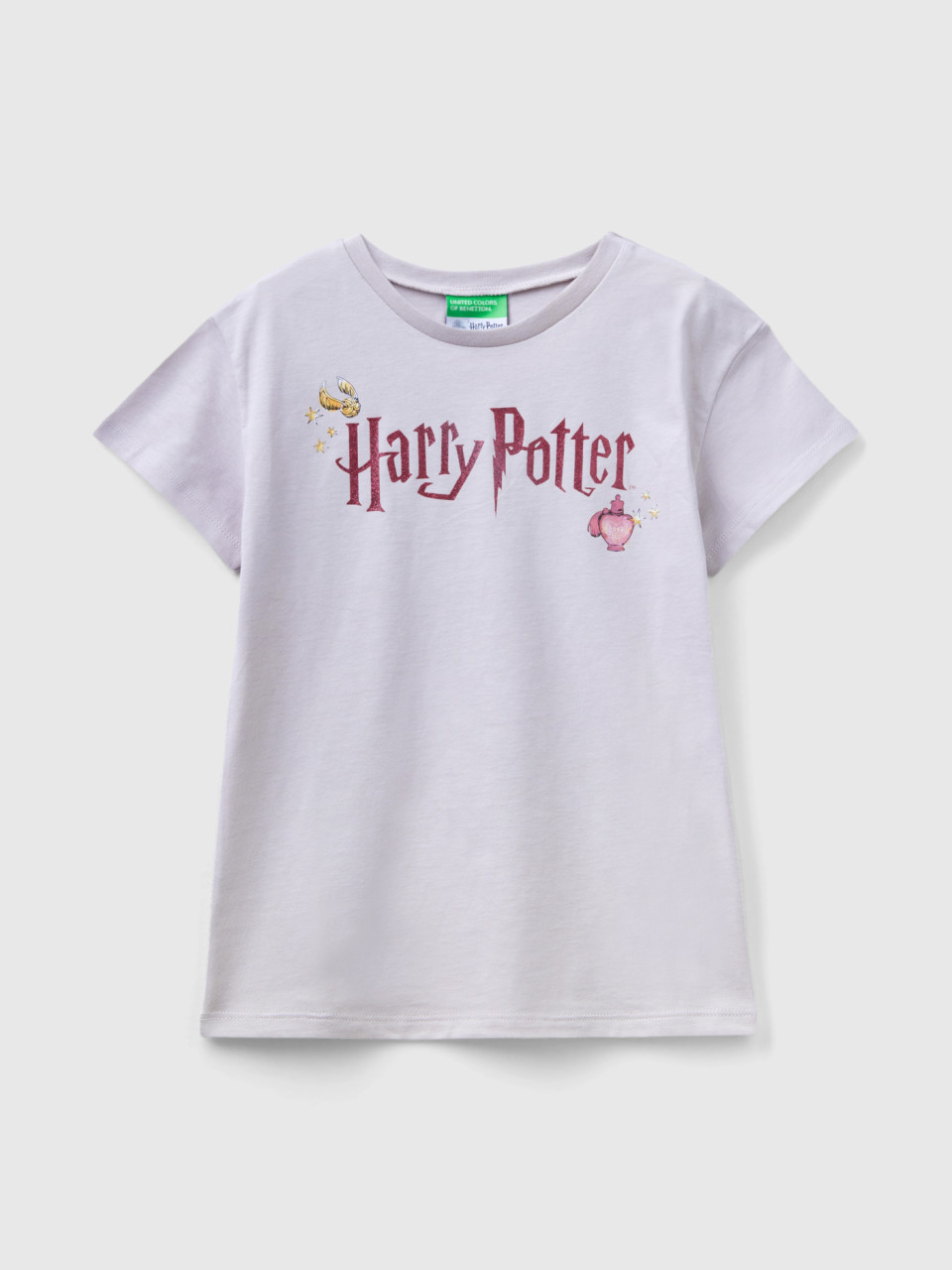 Benetton, Short Sleeve Harry Potter T-shirt, Light Gray, Kids
