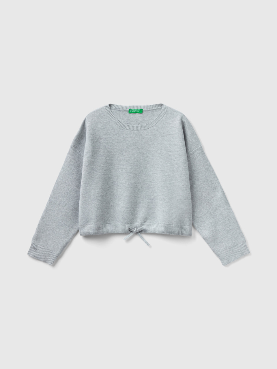 Benetton, Sweater With Drawstring, Gray, Kids
