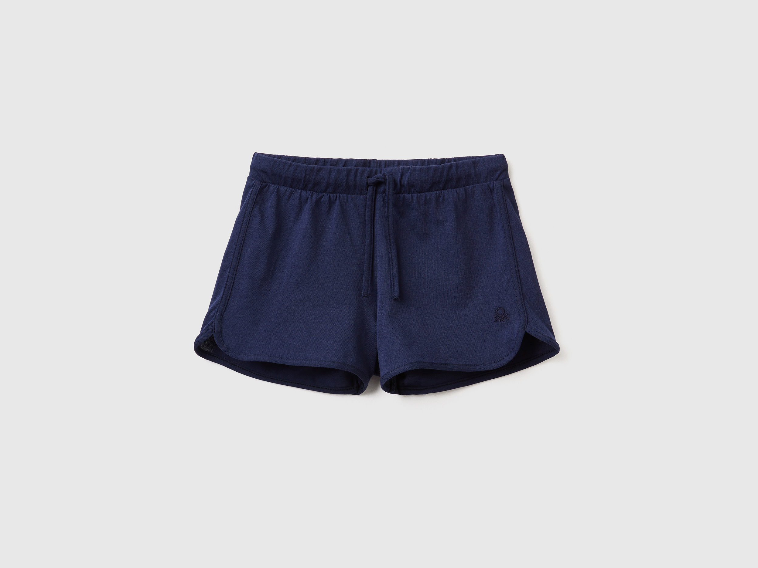 Image of Benetton, Runner Style Shorts In Organic Cotton, size M, Dark Blue, Kids