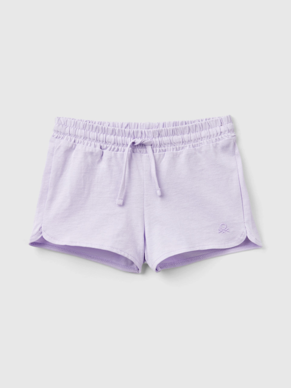 Benetton, Shorts With Drawstring In Organic Cotton, Lilac, Kids