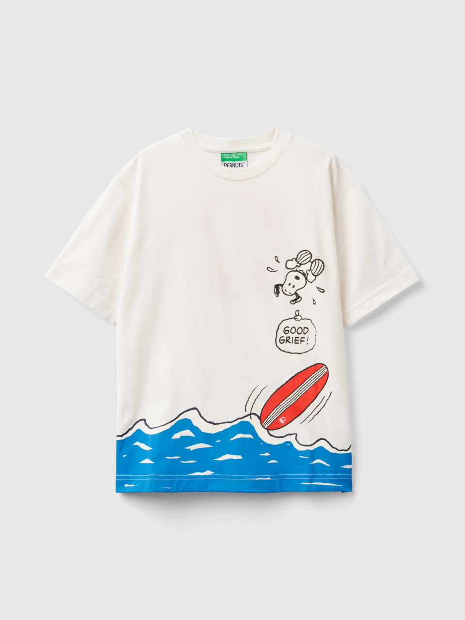 Benetton, Camiseta Con Estampado ©peanuts, Blanco Crema, Niños
