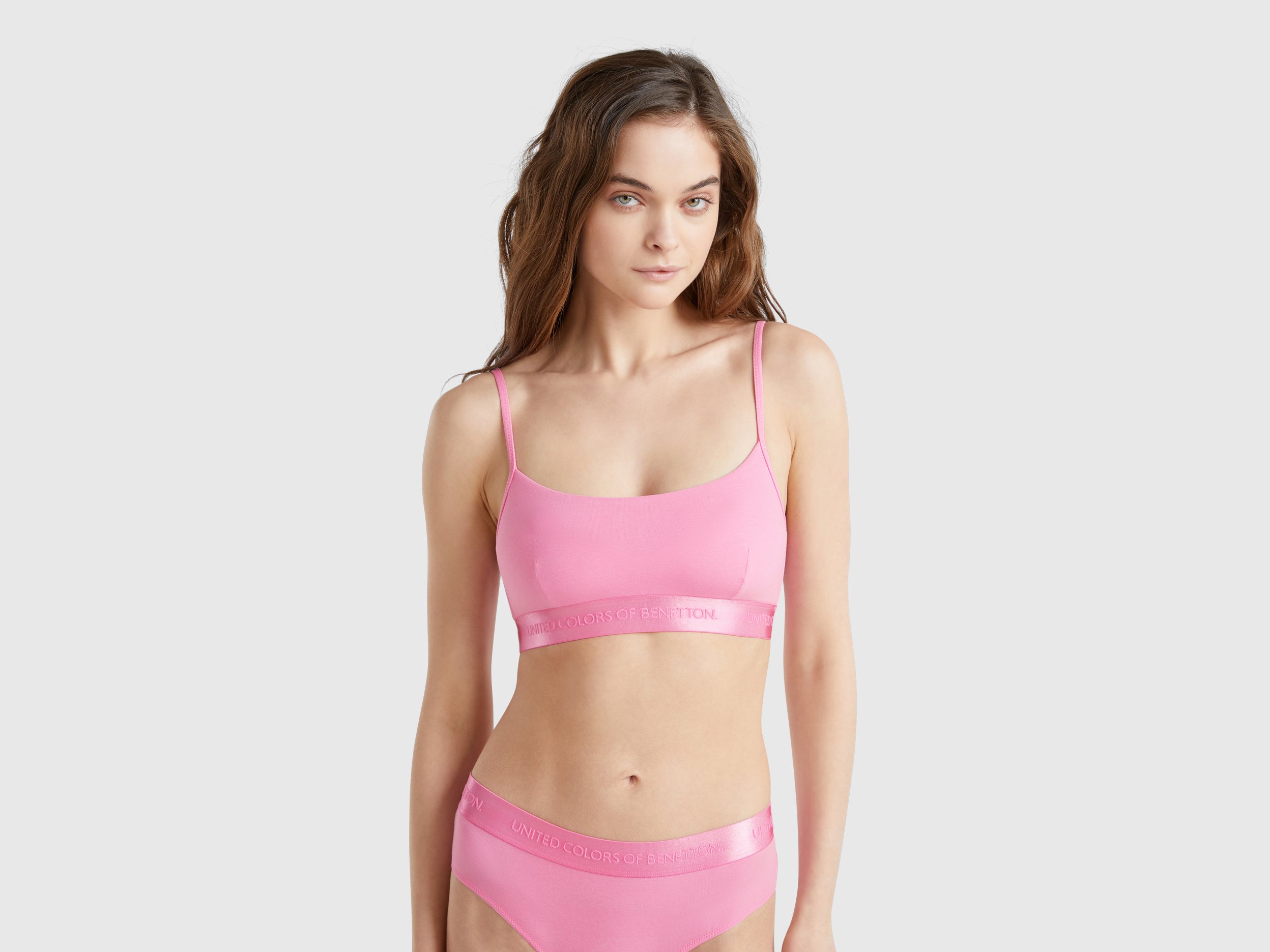 Benetton, Bra In Stretch Cotton, size 38, Pink, Women
