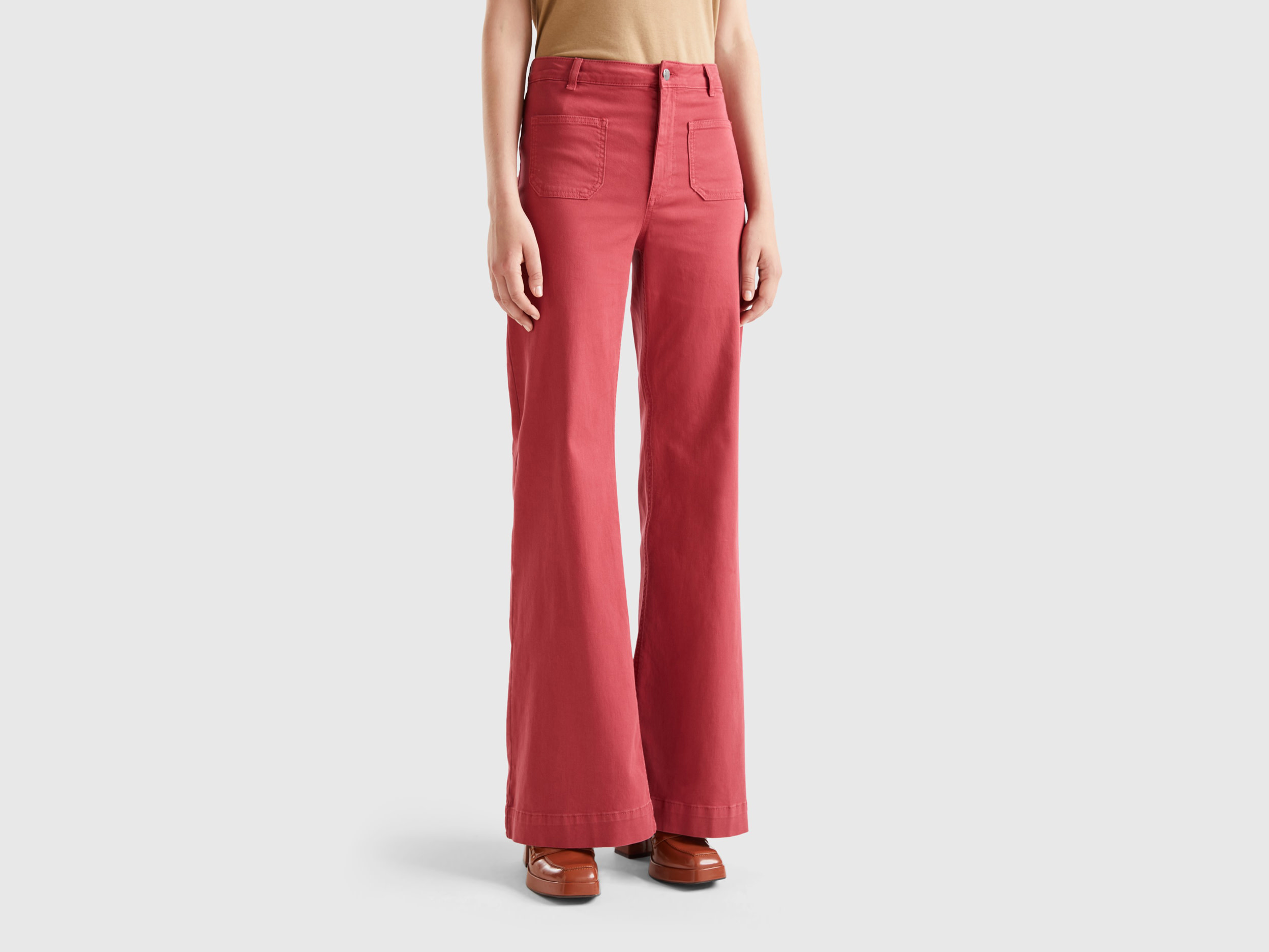 Benetton, Flared Pants, size 10, Red, Women