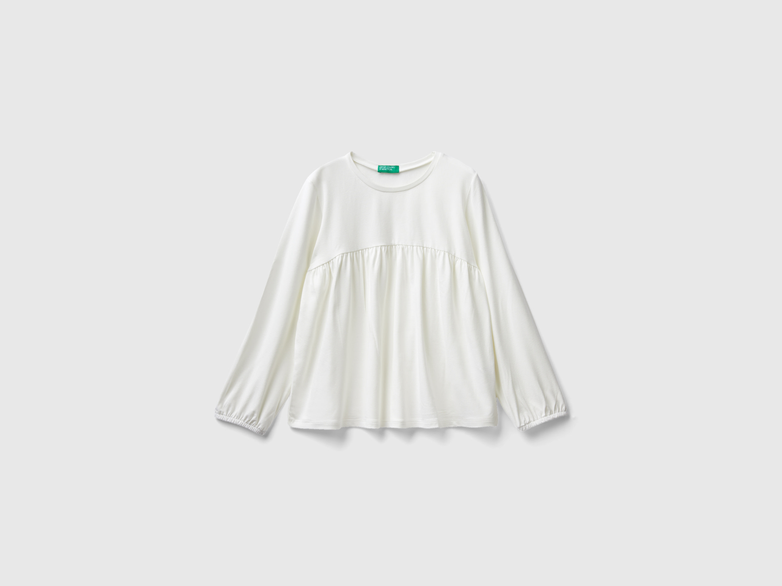 Benetton, Flowy Stretch T-shirt, size L, Creamy White, Kids