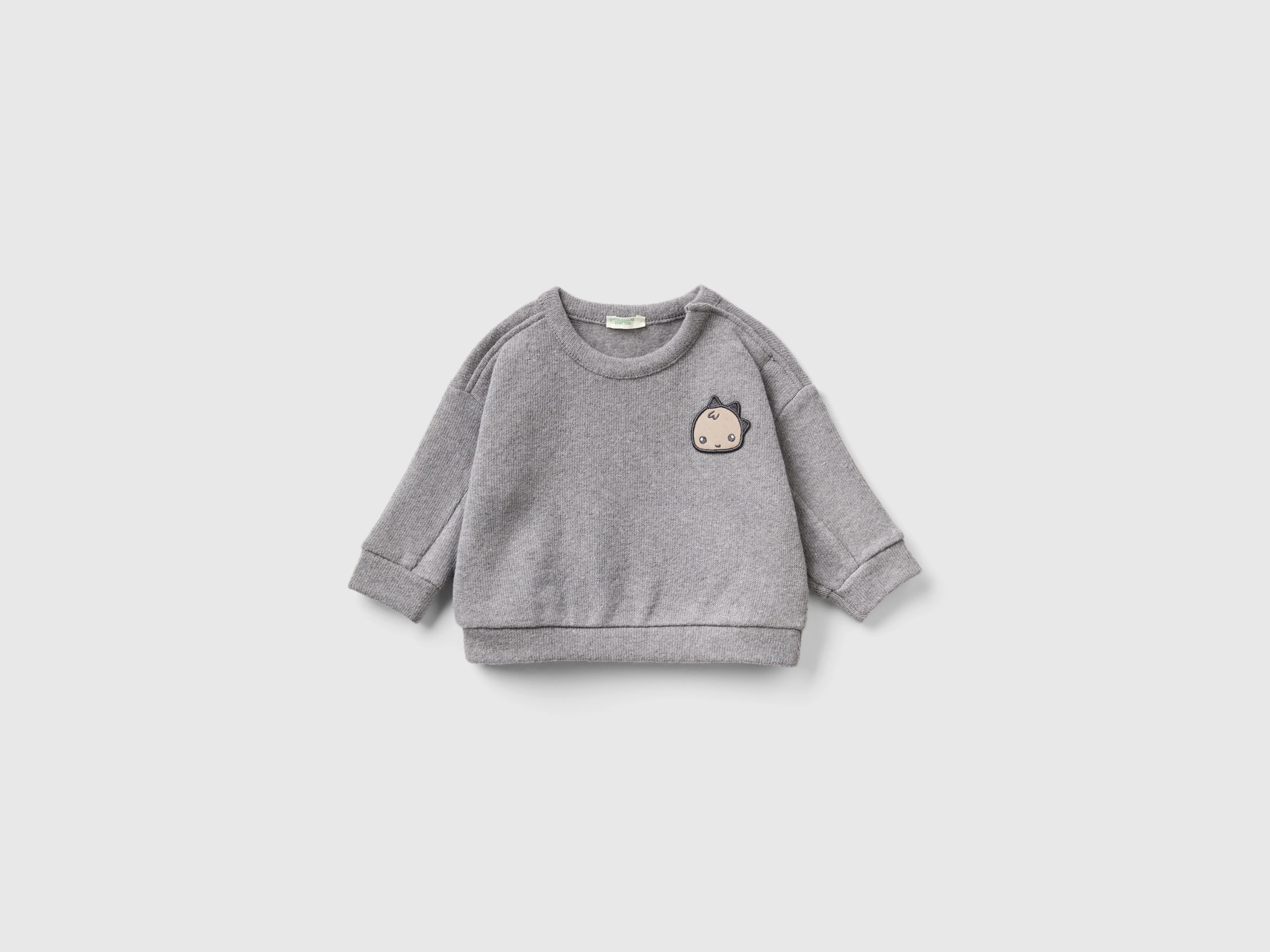 Benetton, Sweatshirt In Recycled Cotton Blend, size 6-9, Gray, Kids