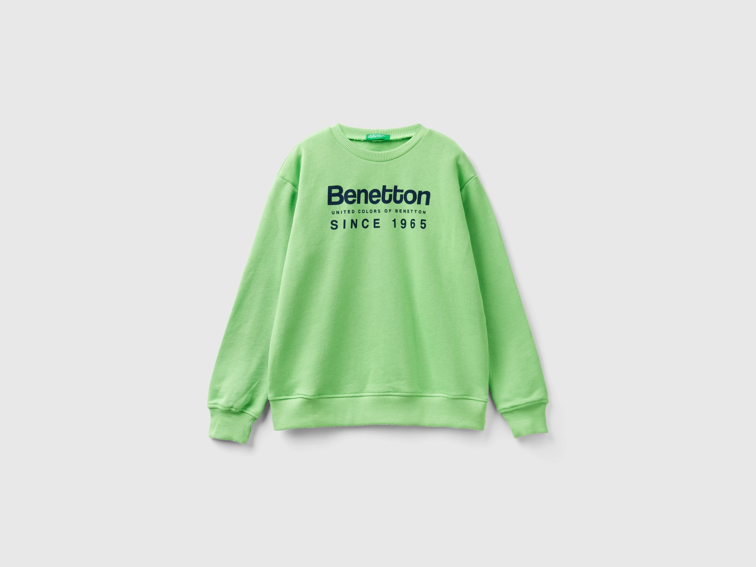 Benetton, Sweatshirt With Logo Print, size M, Light Green, Kids