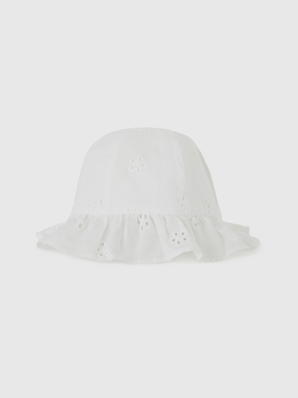 Benetton, Cap With Broderie Anglaise Embroidery, White, Kids