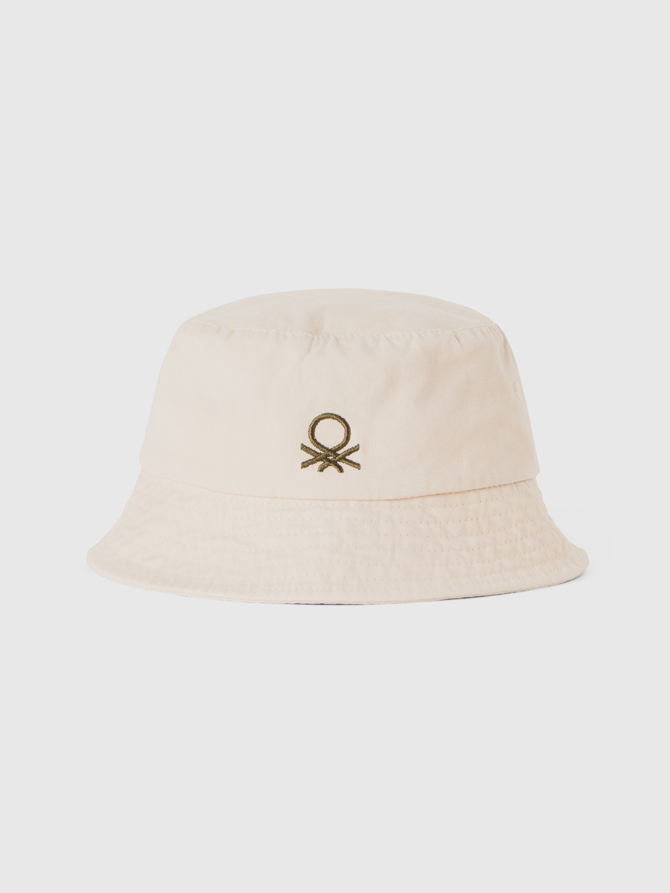 Benetton, Bucket Hat With Logo Embroidery, Creamy White, Kids