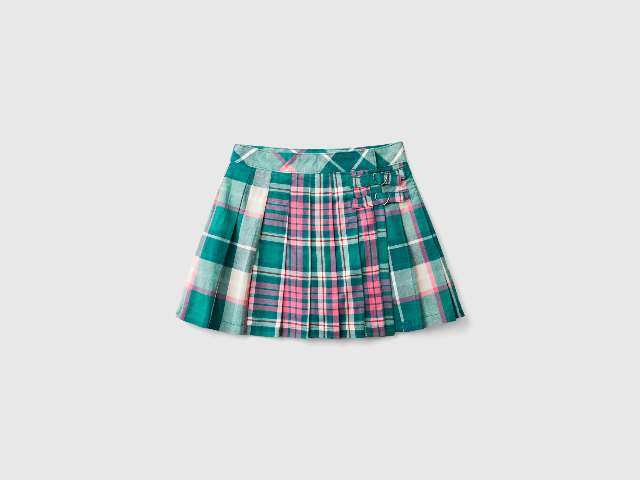 Benetton, Gonna Con Pieghe A Quadri, Multicolore, Bambini