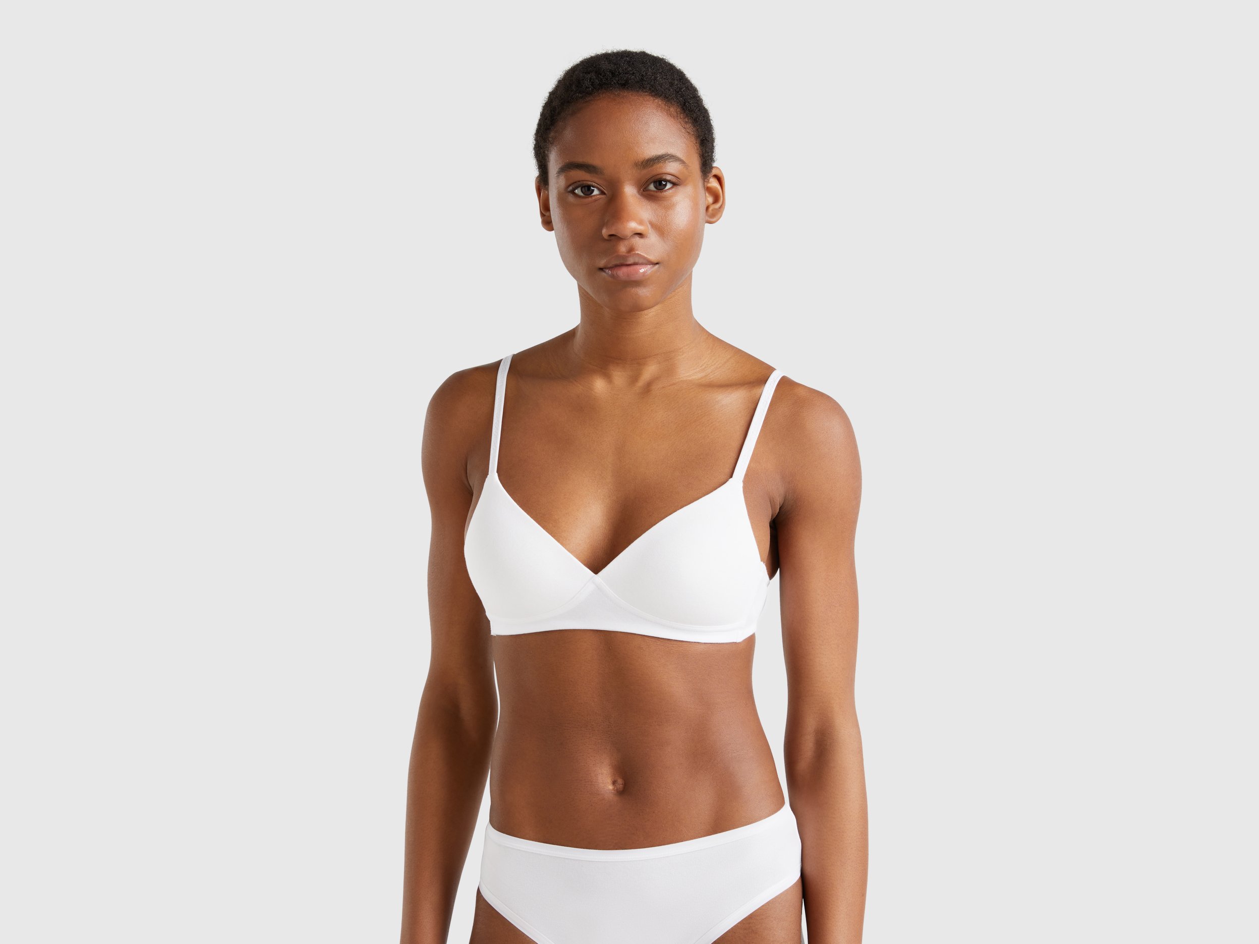 Benetton, Padded Bra In Cotton, size 38, White, Women