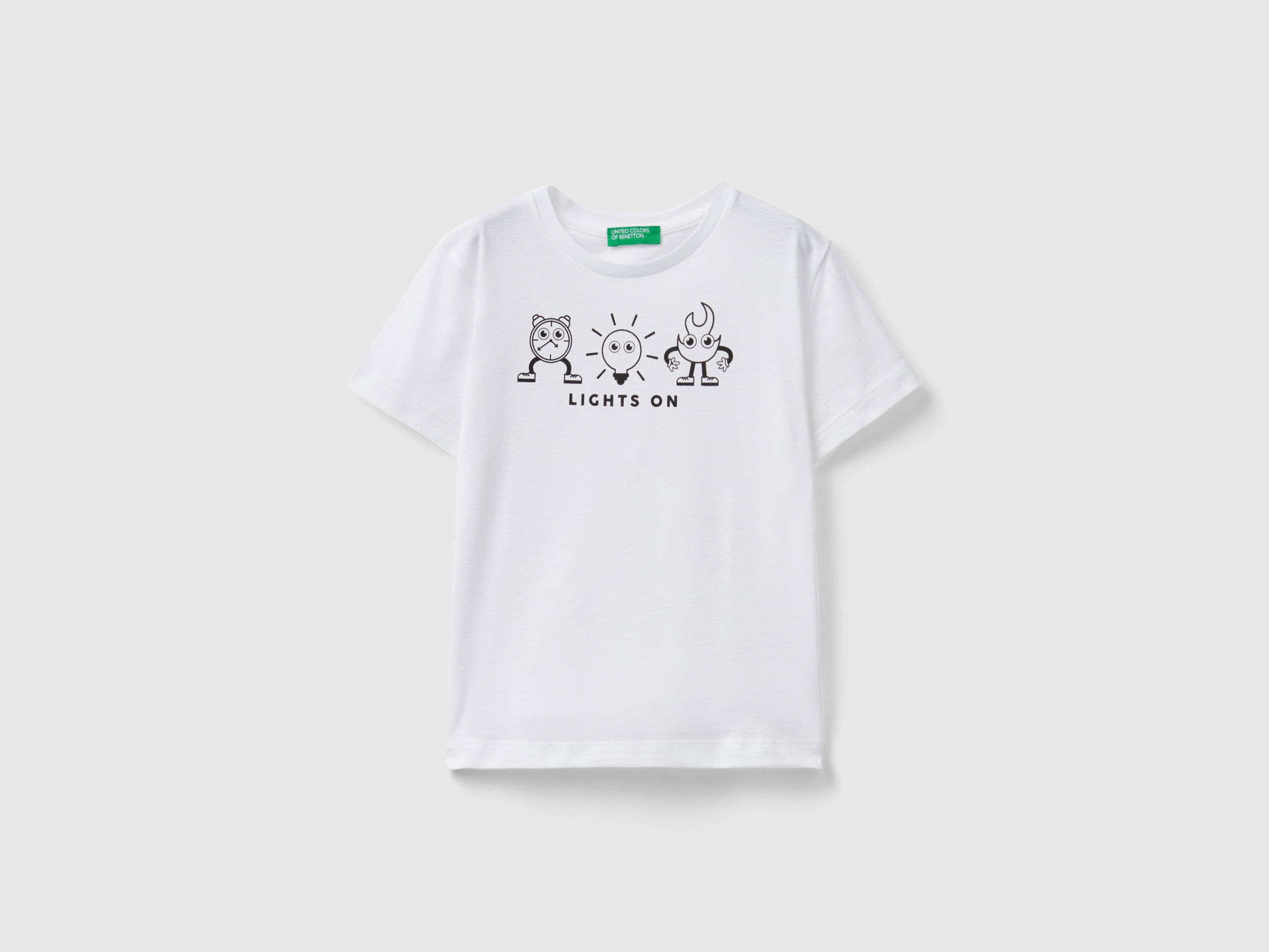 Benetton, T-shirt In Organic Cotton With Print, size 18-24, White, Kids