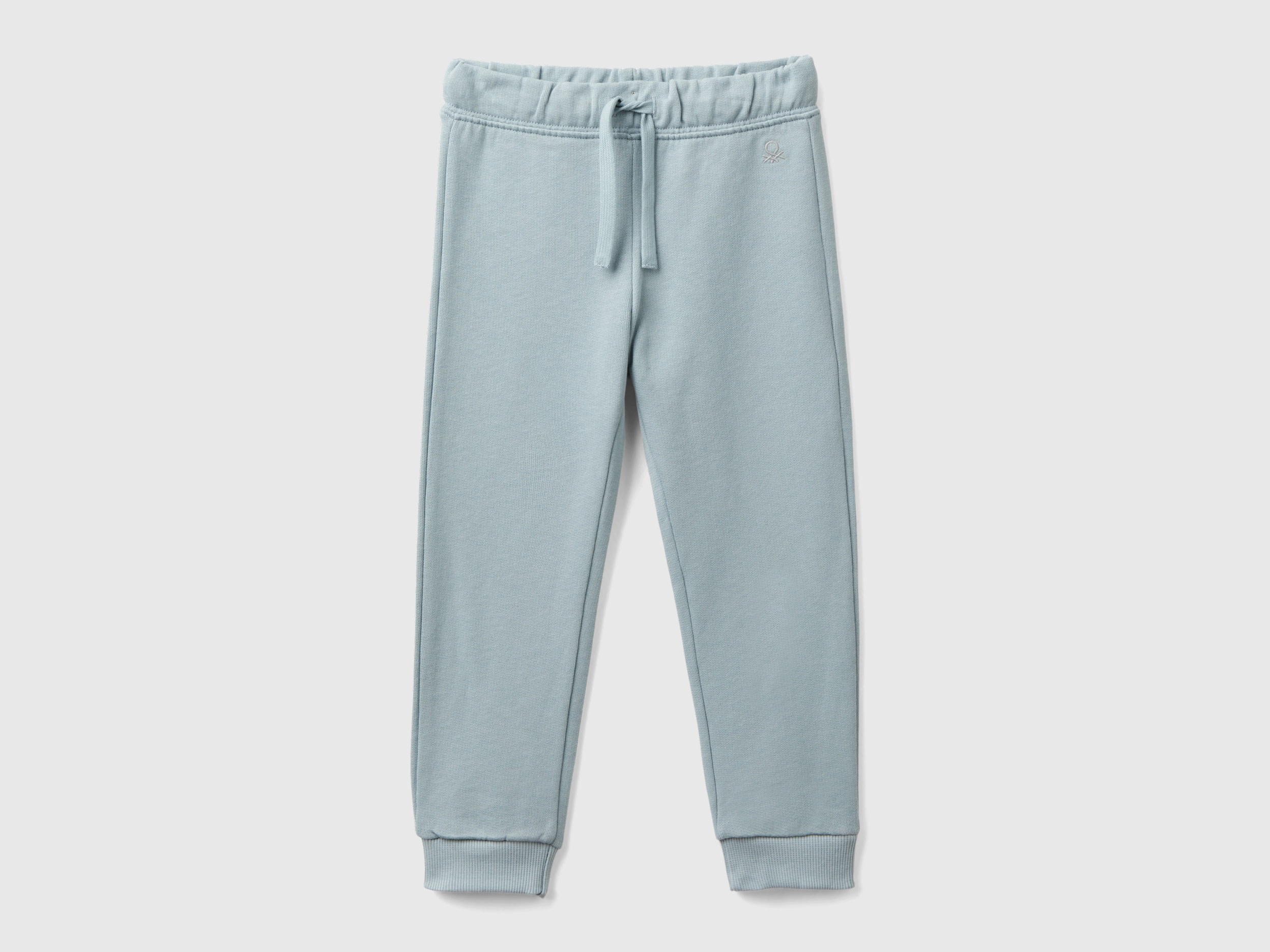 Benetton, Pantaloni In Felpa Di Cotone Bio, Grigio Perla, Bambini
