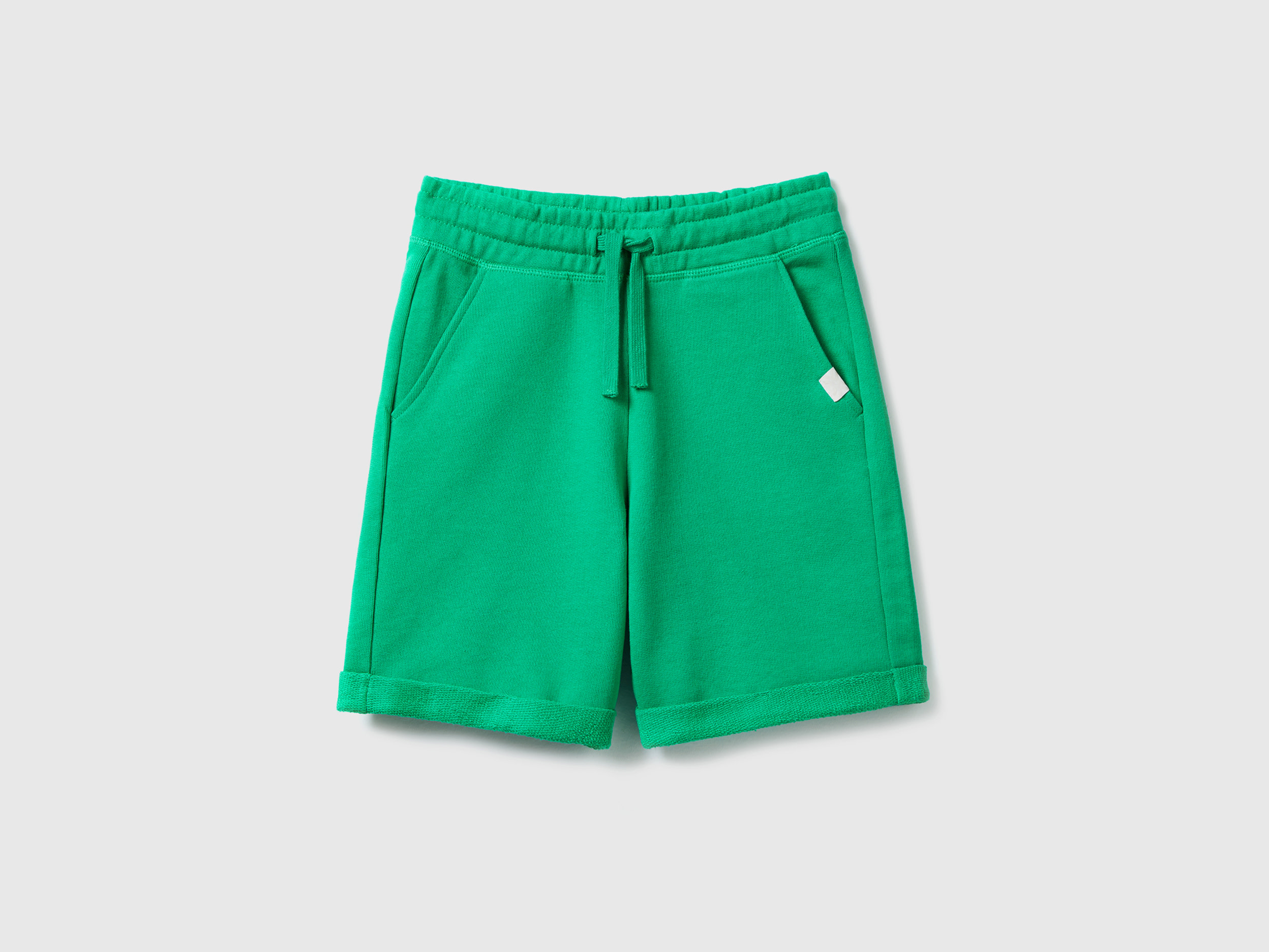 Benetton, Bermudas In Pure Cotton Sweat, size S, Green, Kids