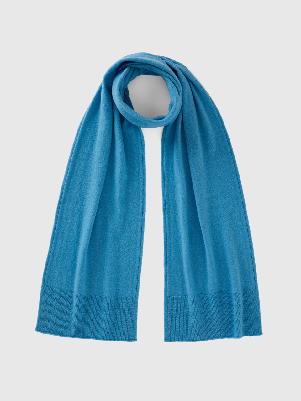 Benetton, Light Blue Scarf In Pure Merino Wool, Light Blue, Women