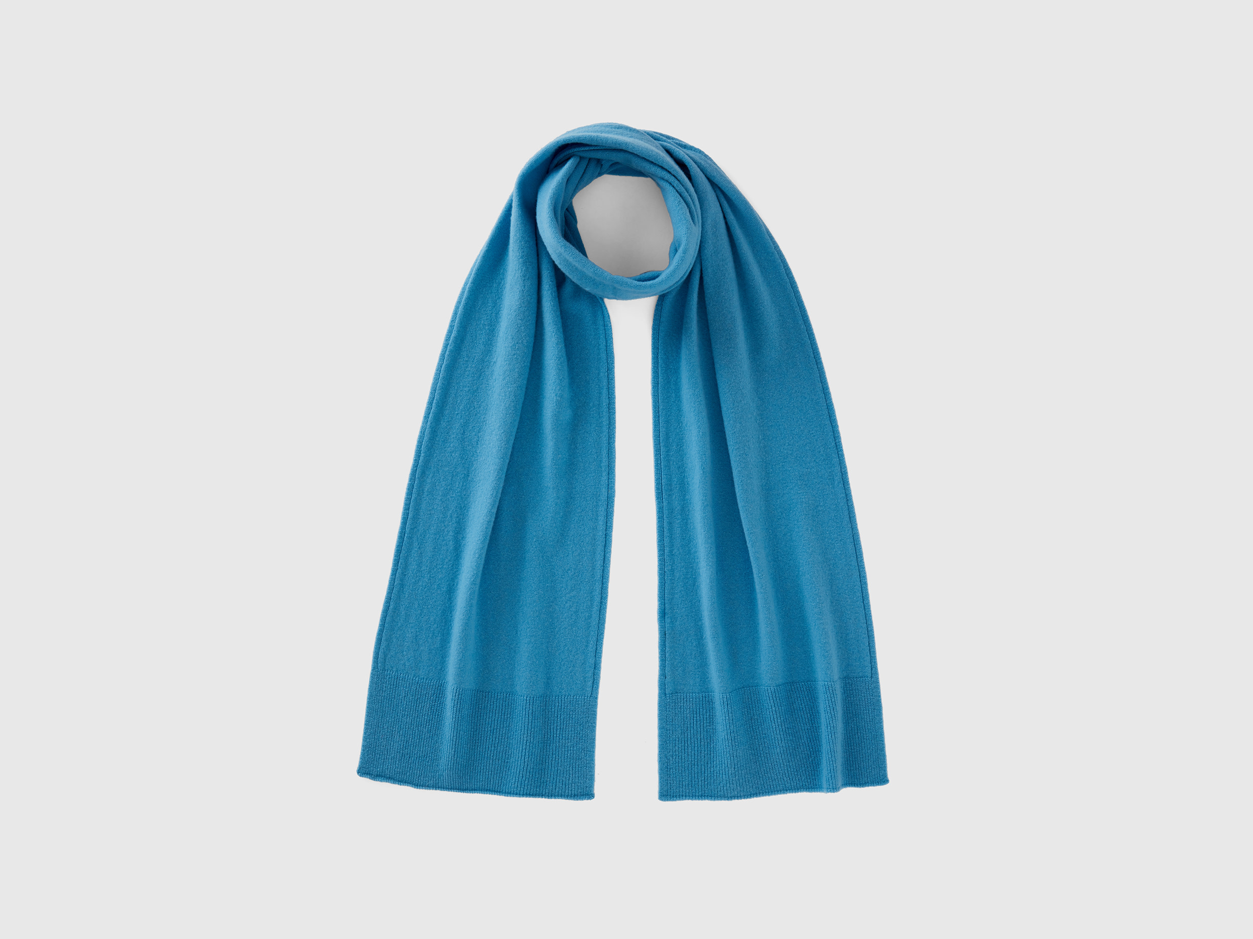 Benetton, Light Blue Scarf In Pure Merino Wool, size OS, Light Blue, Women