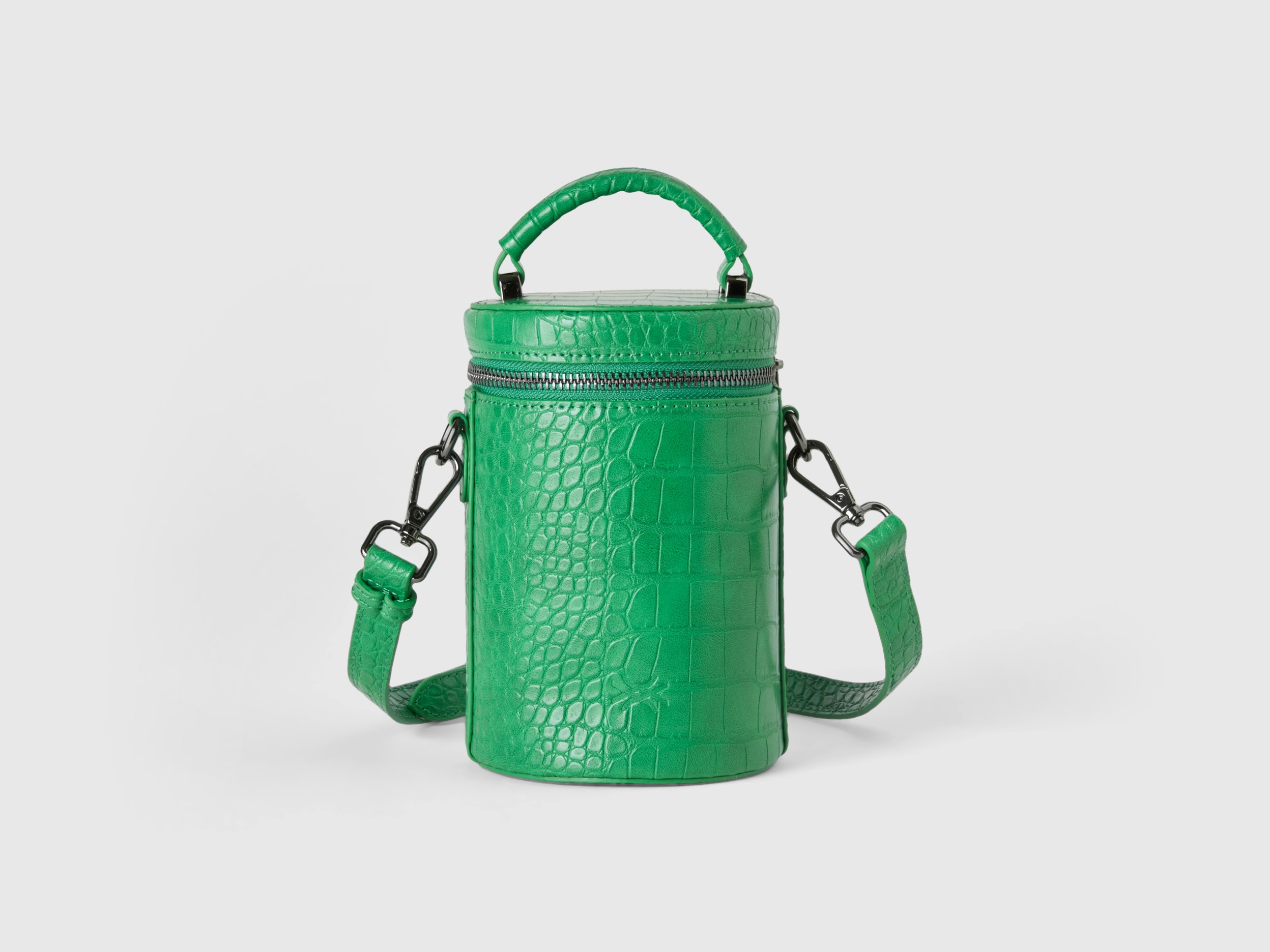 Benetton, Mini Green Cylinder Bag With Crocodile Print, size OS, Green, Women