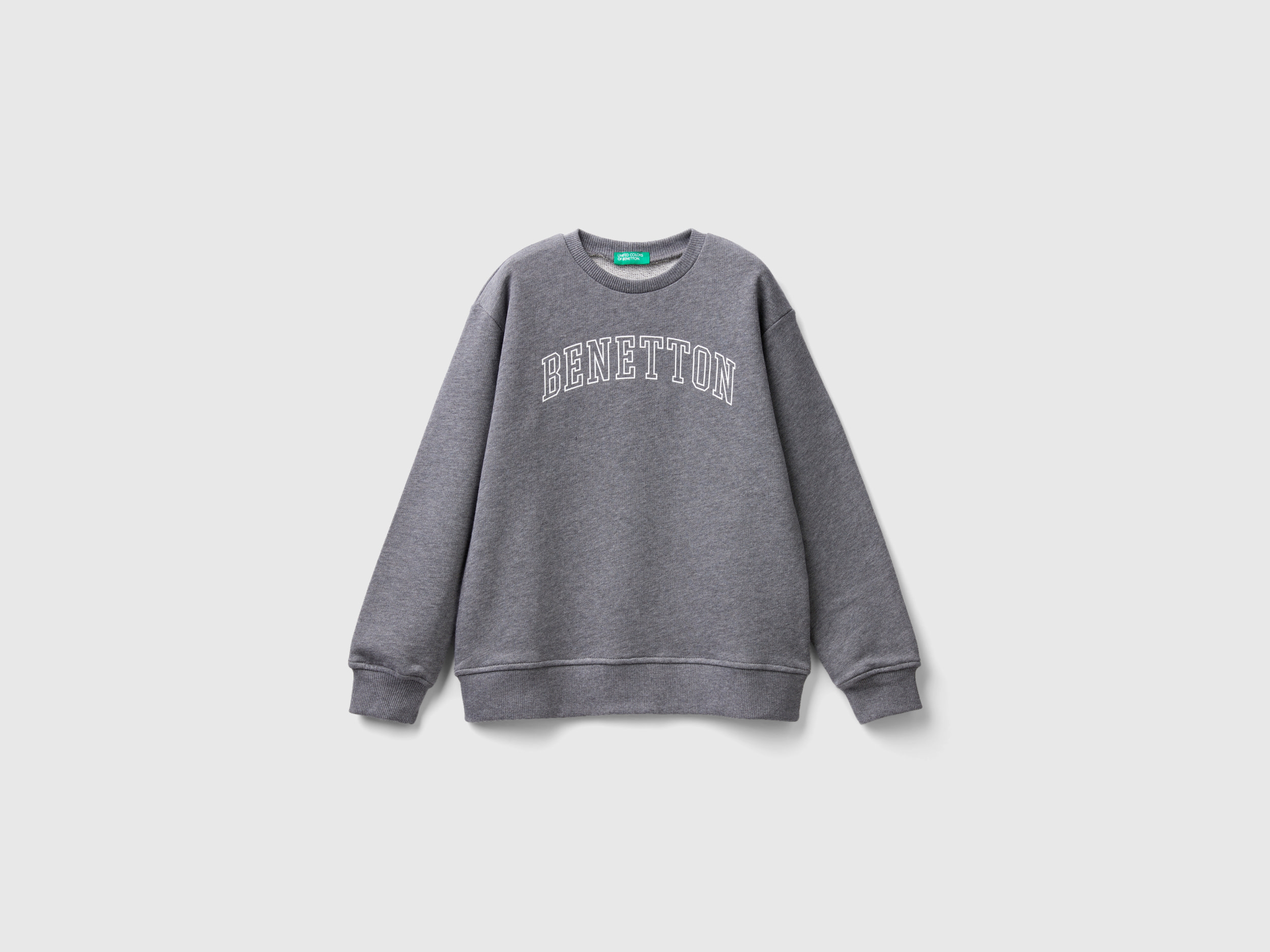 Benetton, Sweatshirt With Logo Print, size M, Dark Gray, Kids