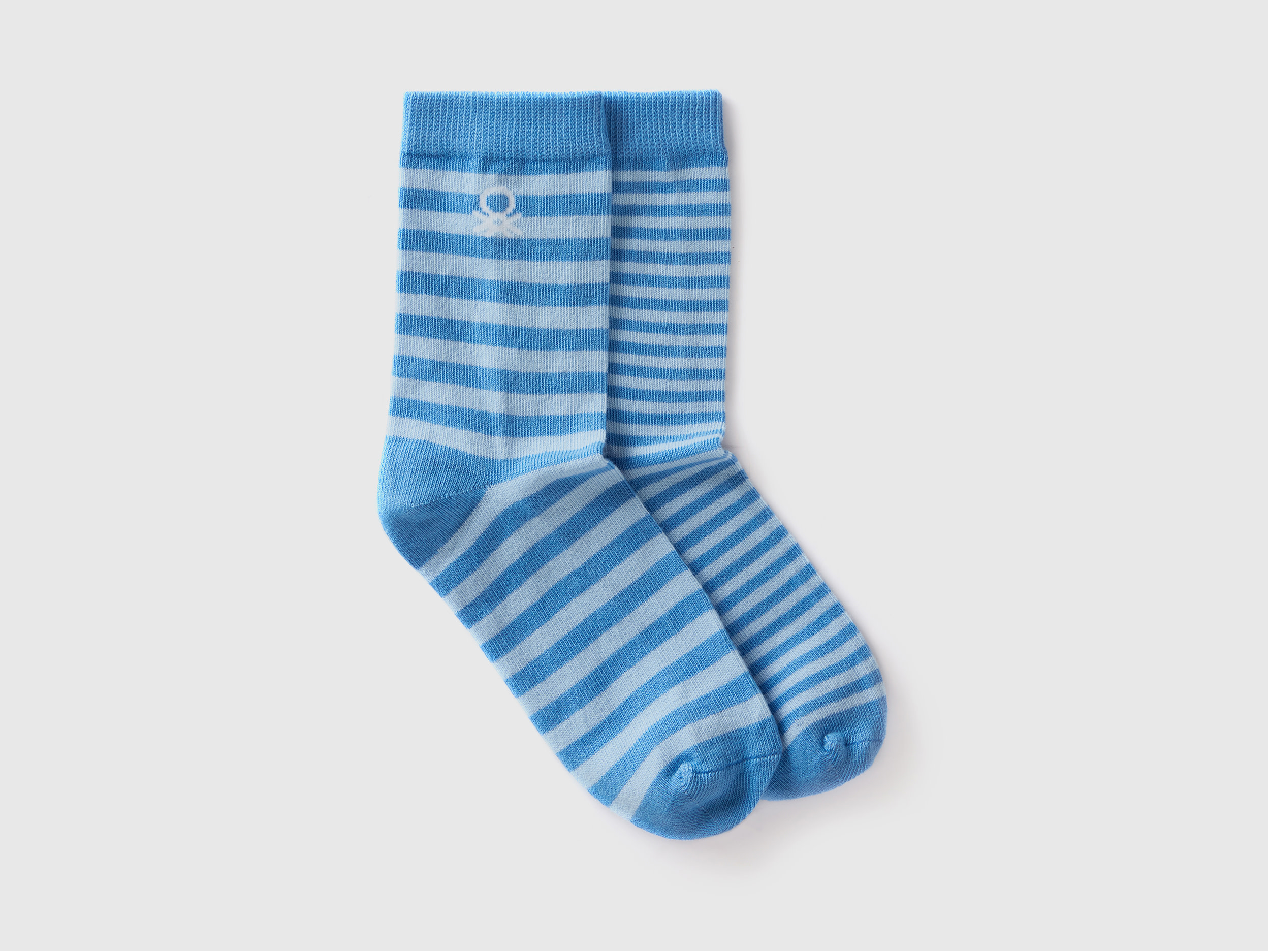 Image of Benetton, Mix & Match Long Striped Socks, size 30-34, Light Blue, Kids