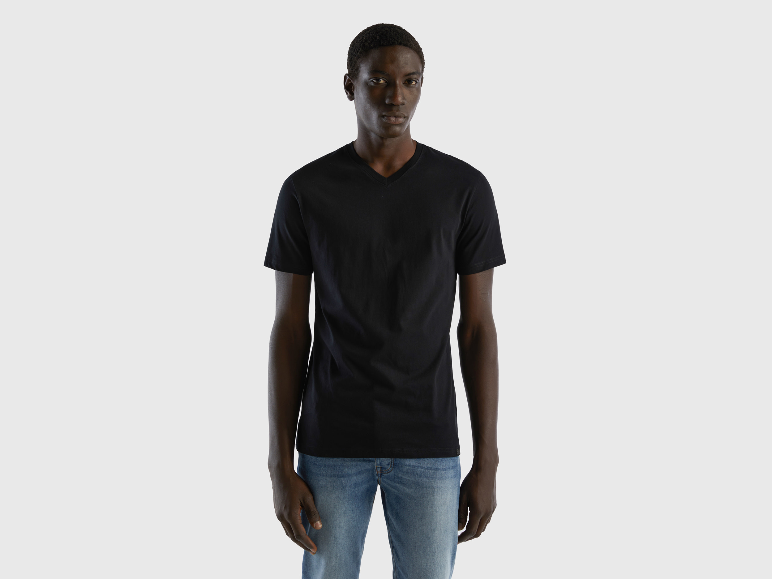 Benetton, T-shirt In Long Fiber Cotton, size XXXL, Black, Men