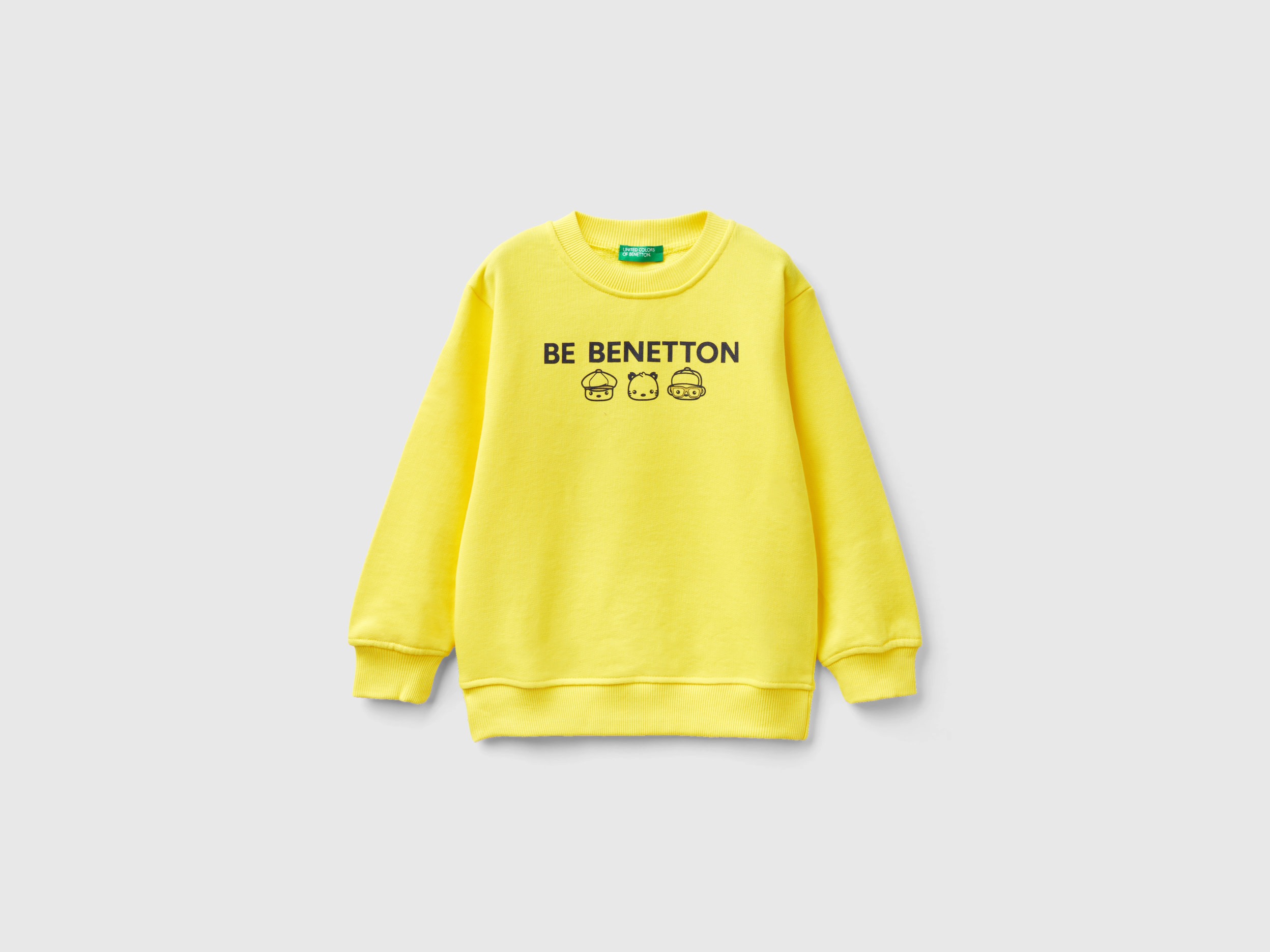 Benetton, Sweatshirt In 100% Organic Cotton, size 2-3, Yellow, Kids