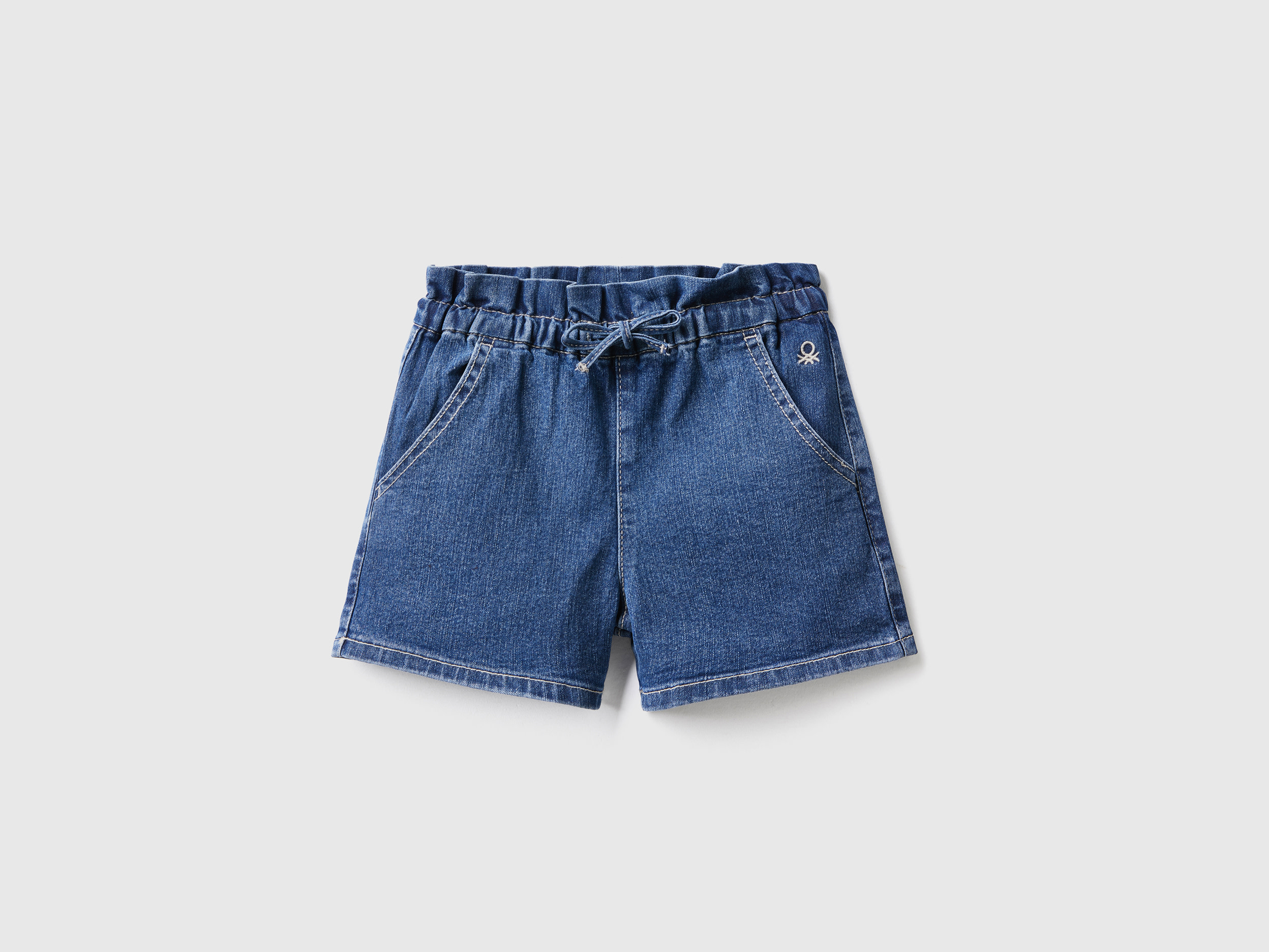 Benetton, Shorts Paperbag In Denim 
