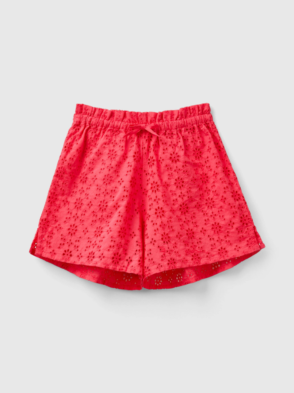 Benetton, Shorts With Broderie Anglaise Embroidery, Fuchsia, Kids