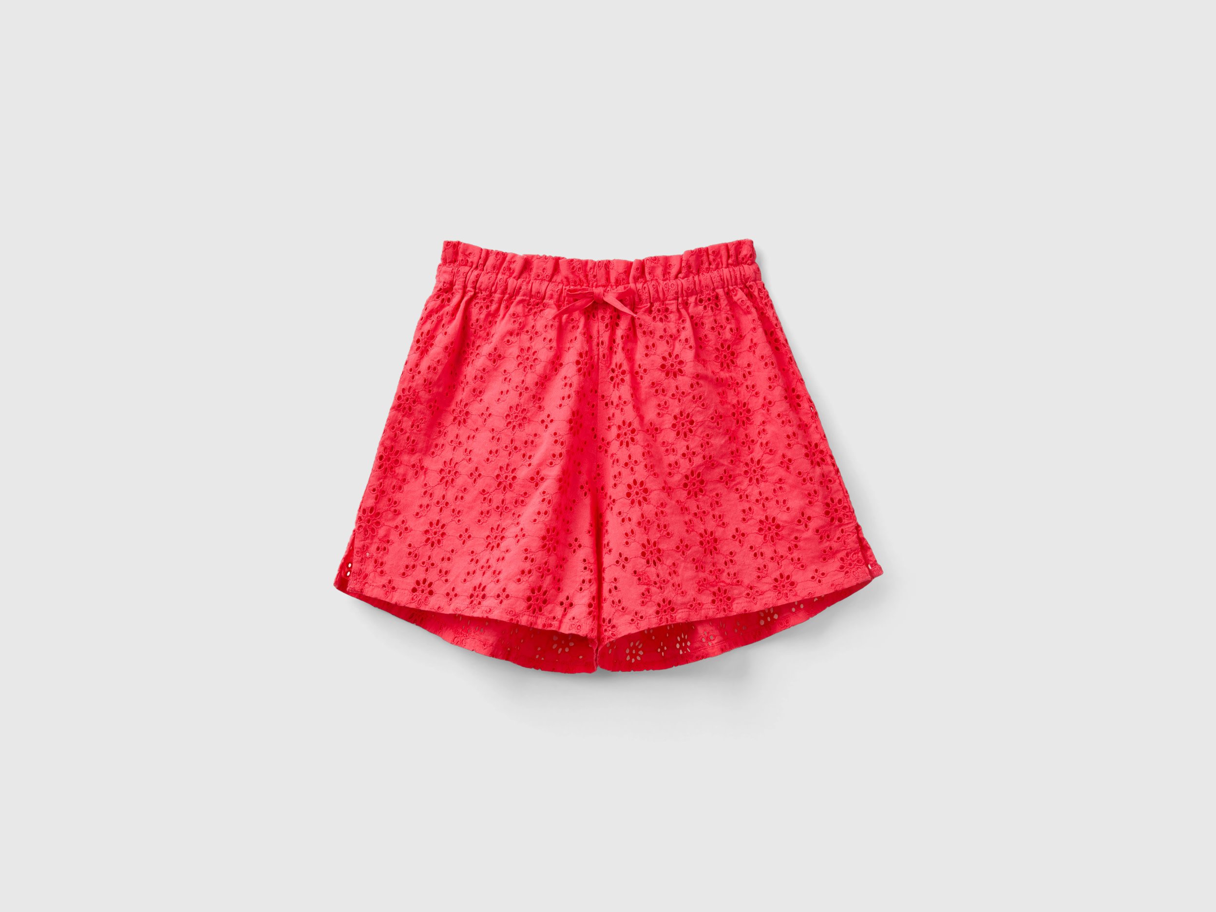 Benetton, Shorts Con Ricami Sangallo, Fucsia, Bambini