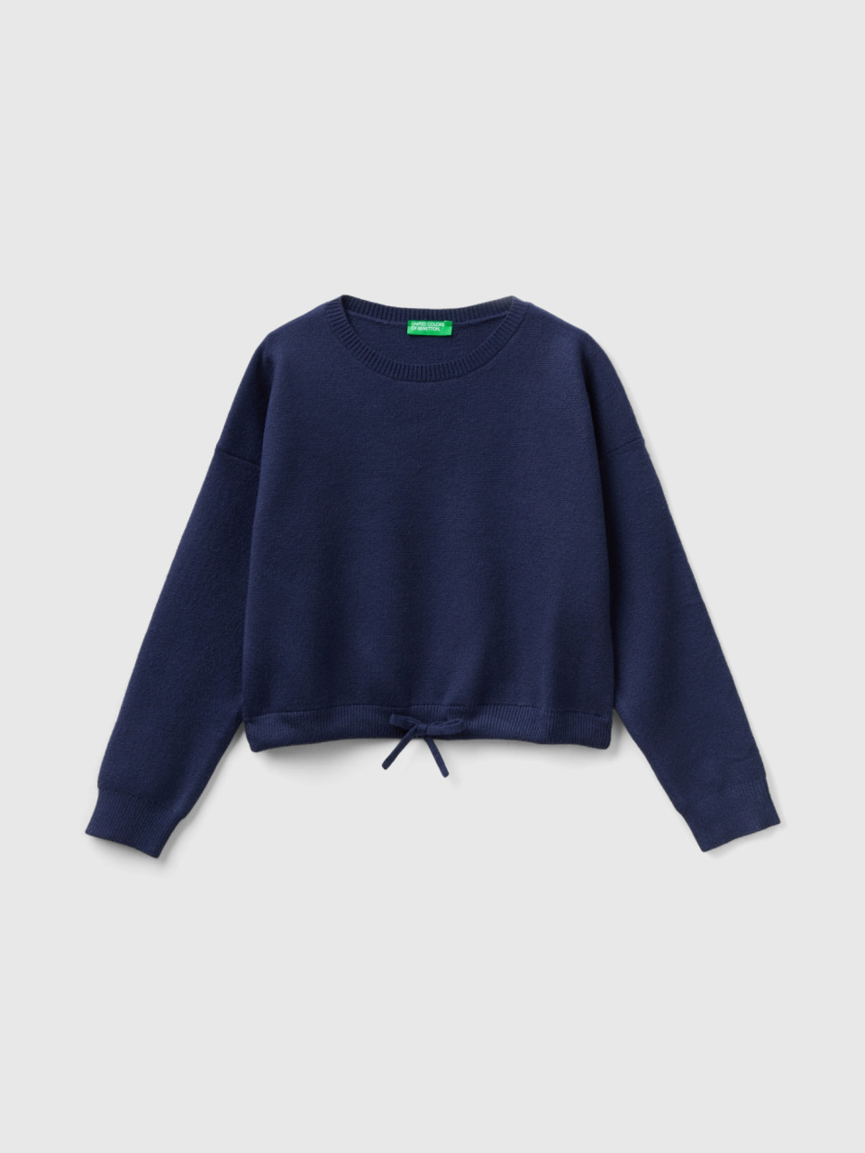 Benetton, Sweater With Drawstring, Dark Blue, Kids