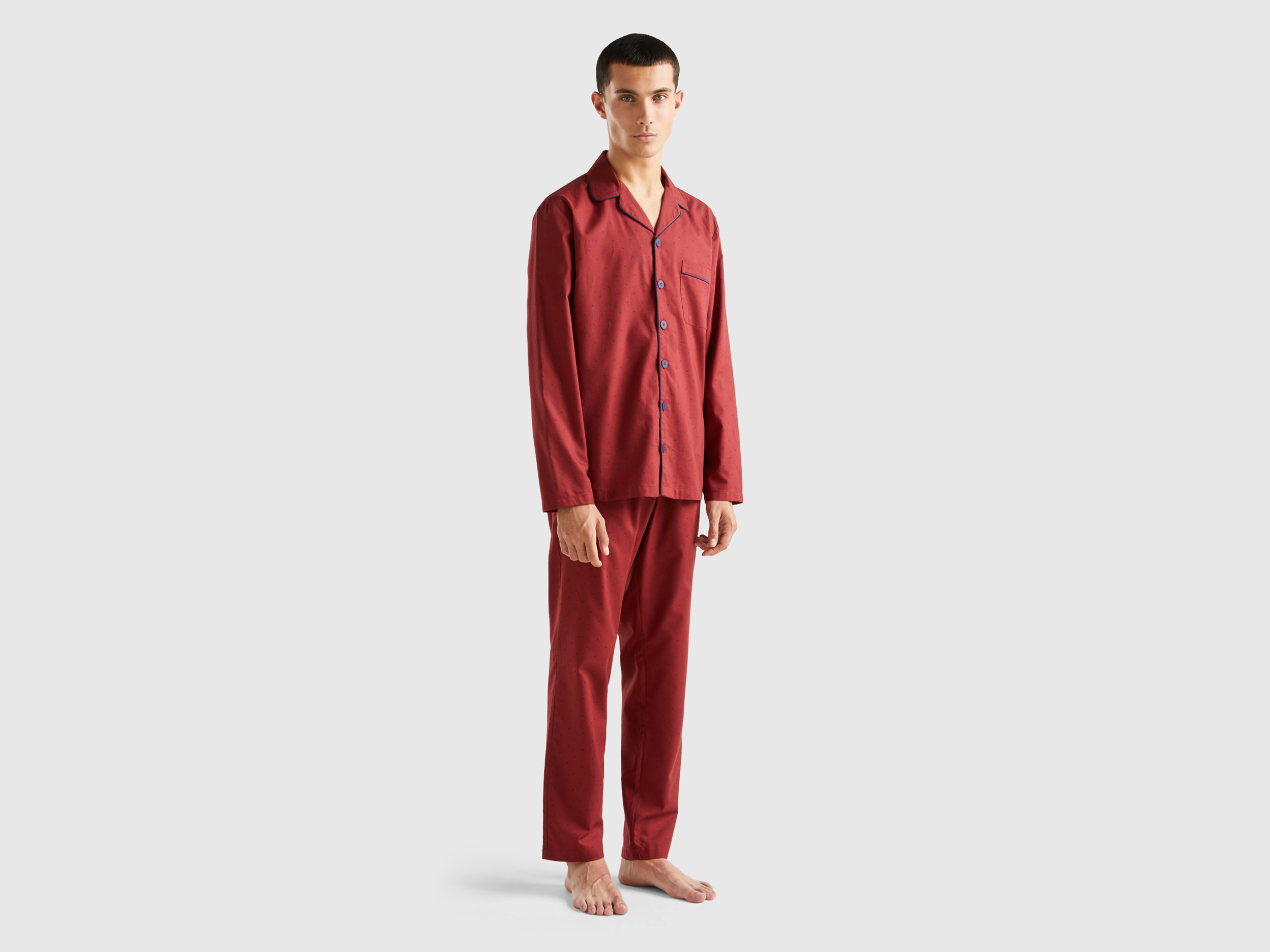 Benetton, Polka Dot Pyjamas With Patch, size M, Red, Men