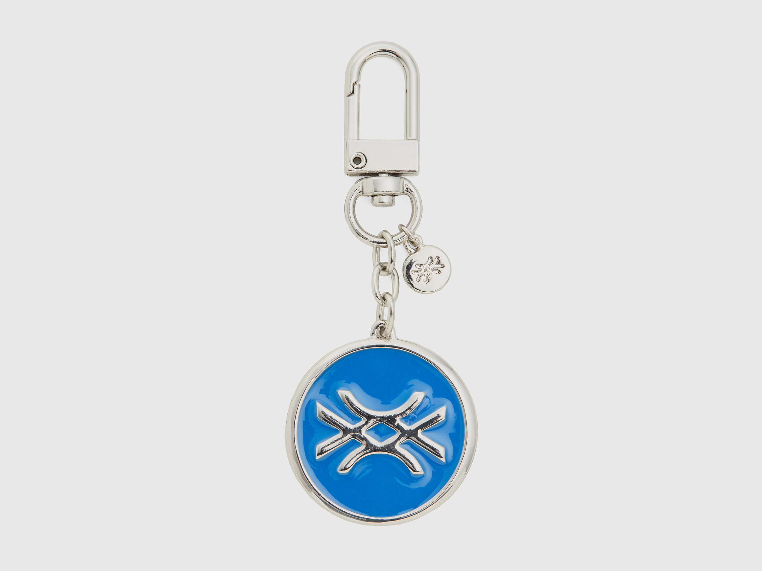 Benetton, Silver Keychain With Sky Blue Pendant, size OS, Sky Blue, Women