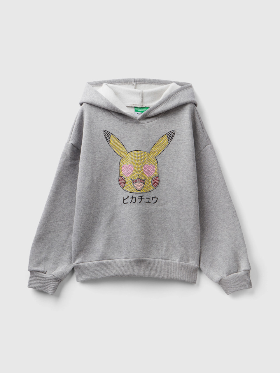 Benetton, Warmer Pokémon-kapuzensweater, Grau, female