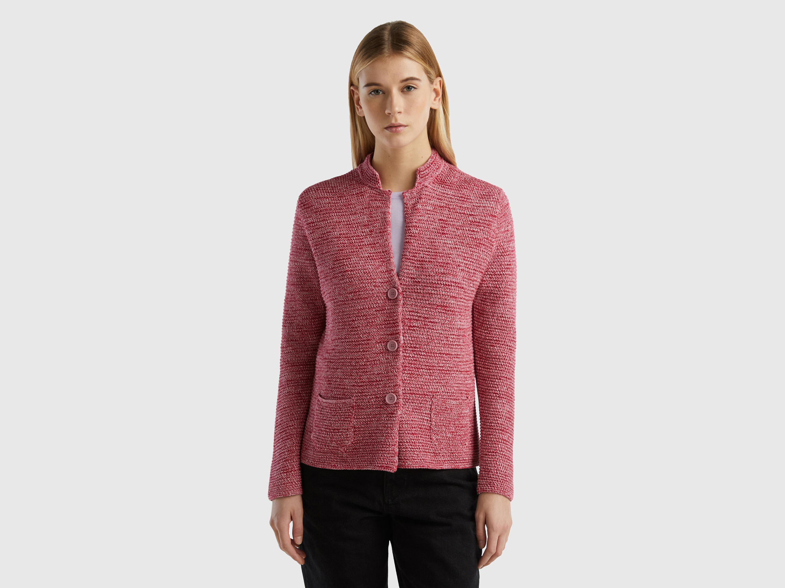 Benetton, 100% Cotton Knit Jacket, size XS, Fuchsia, Women