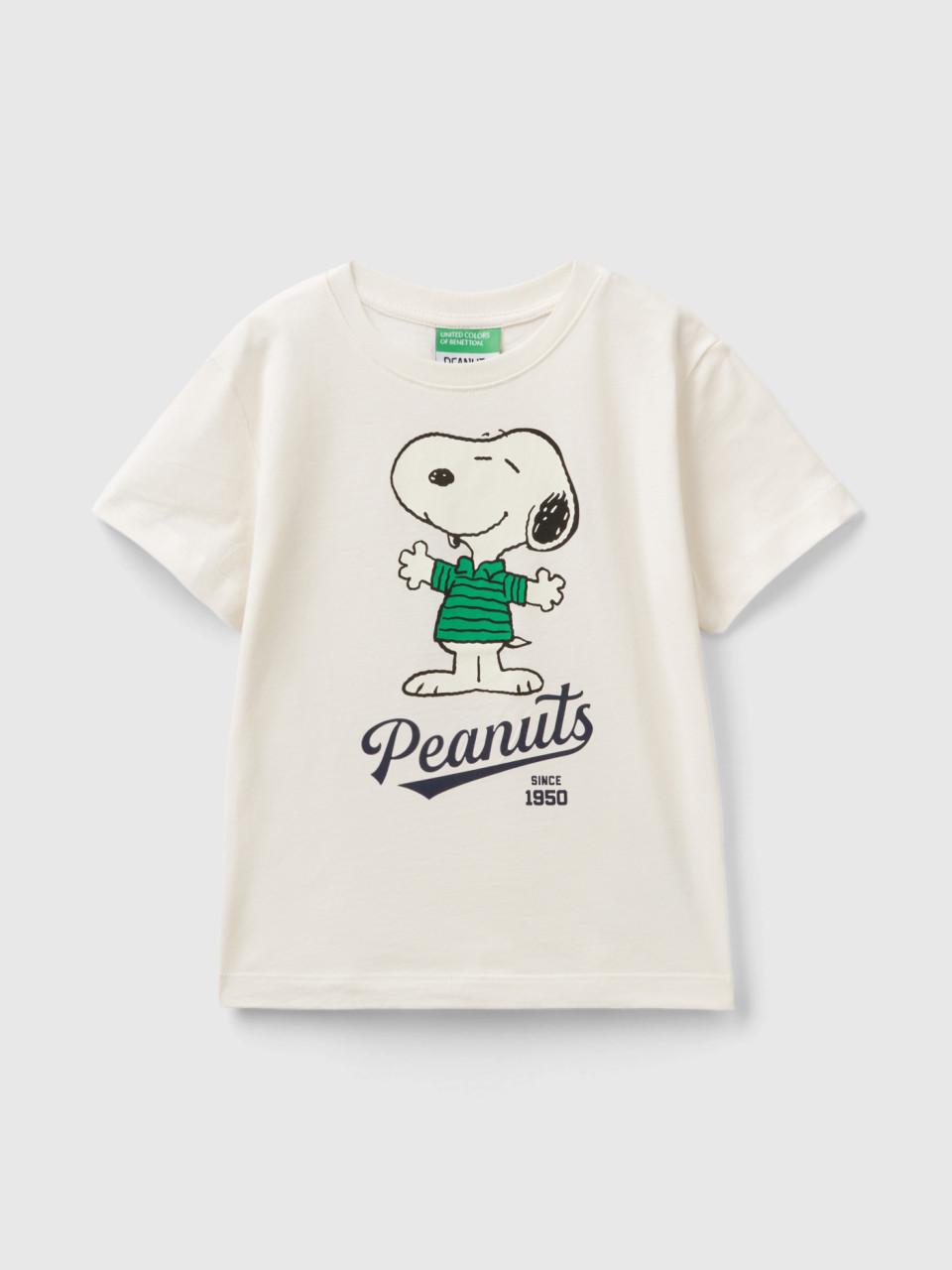 Benetton, Camiseta ©peanuts De 100 % Algodón, Blanco, Niños