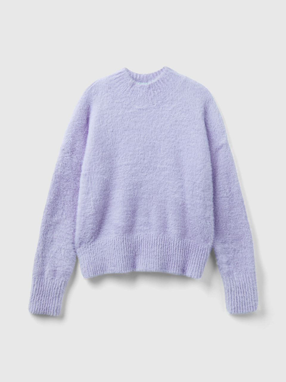 Benetton, Furry Yarn Turtleneck Sweater, Lilac, Kids