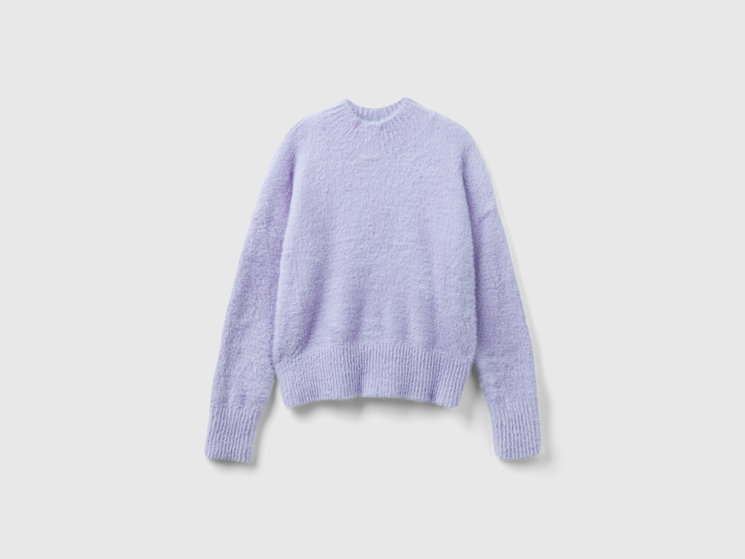 Benetton, Furry Yarn Turtleneck Sweater, size XL, Lilac, Kids