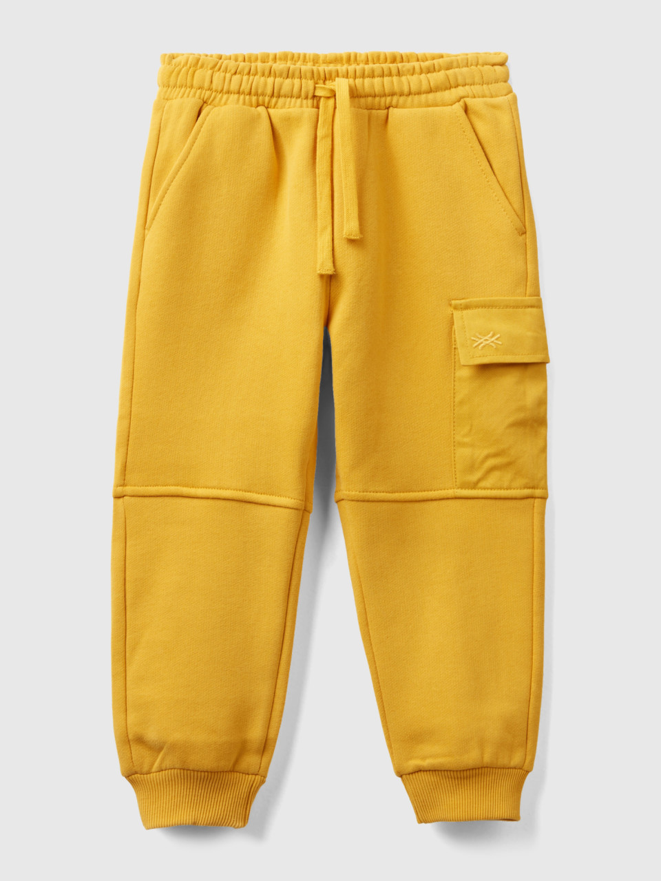 Benetton, Joggers In Warm Sweat With Side Pocket, Yellow, Kids