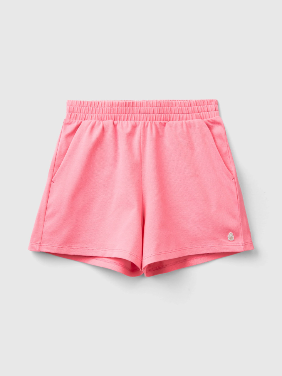Benetton, Shorts Aus Bio-stretch-baumwolle, Pink, female