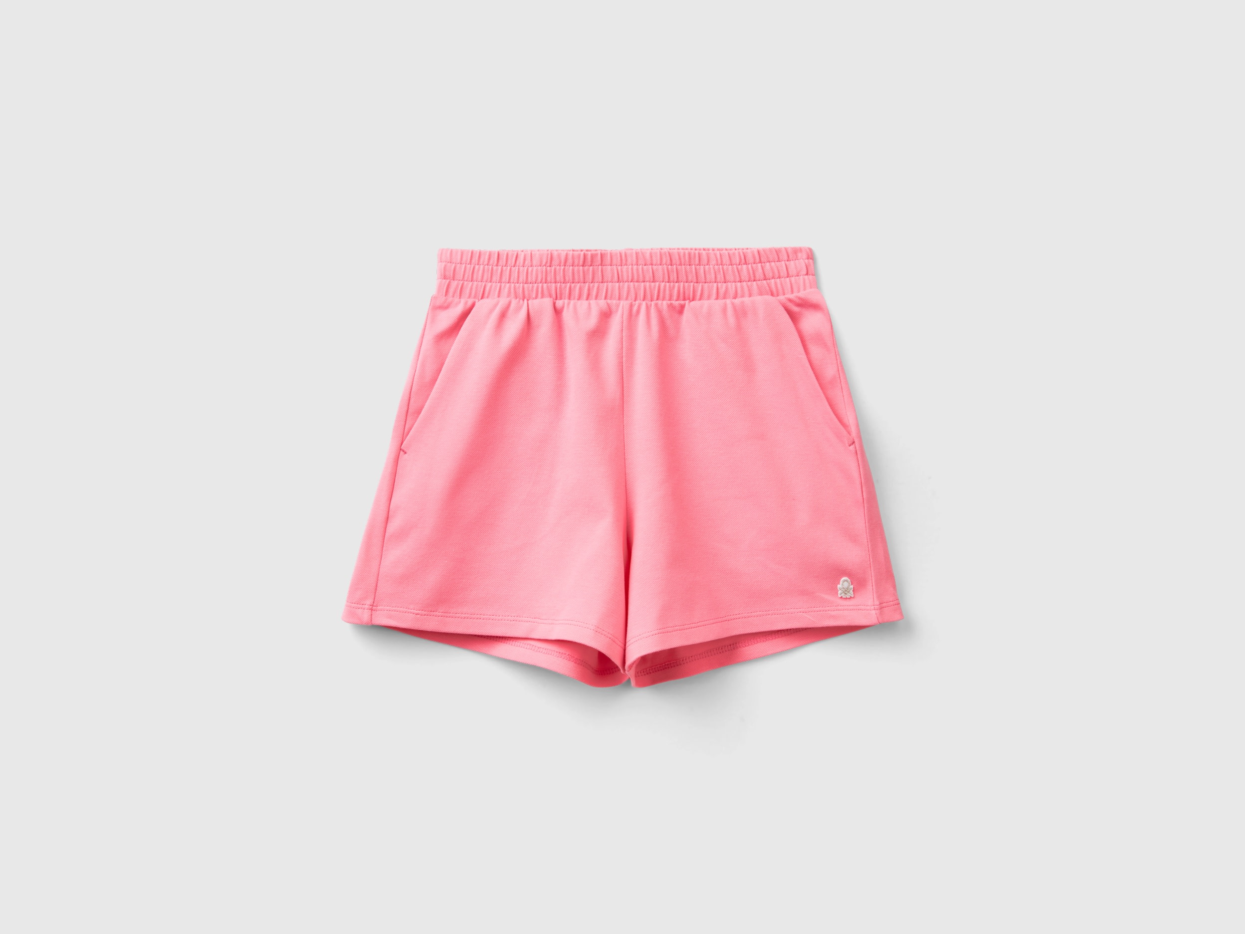Image of Benetton, Stretch Organic Cotton Shorts, size 2XL, Pink, Kids