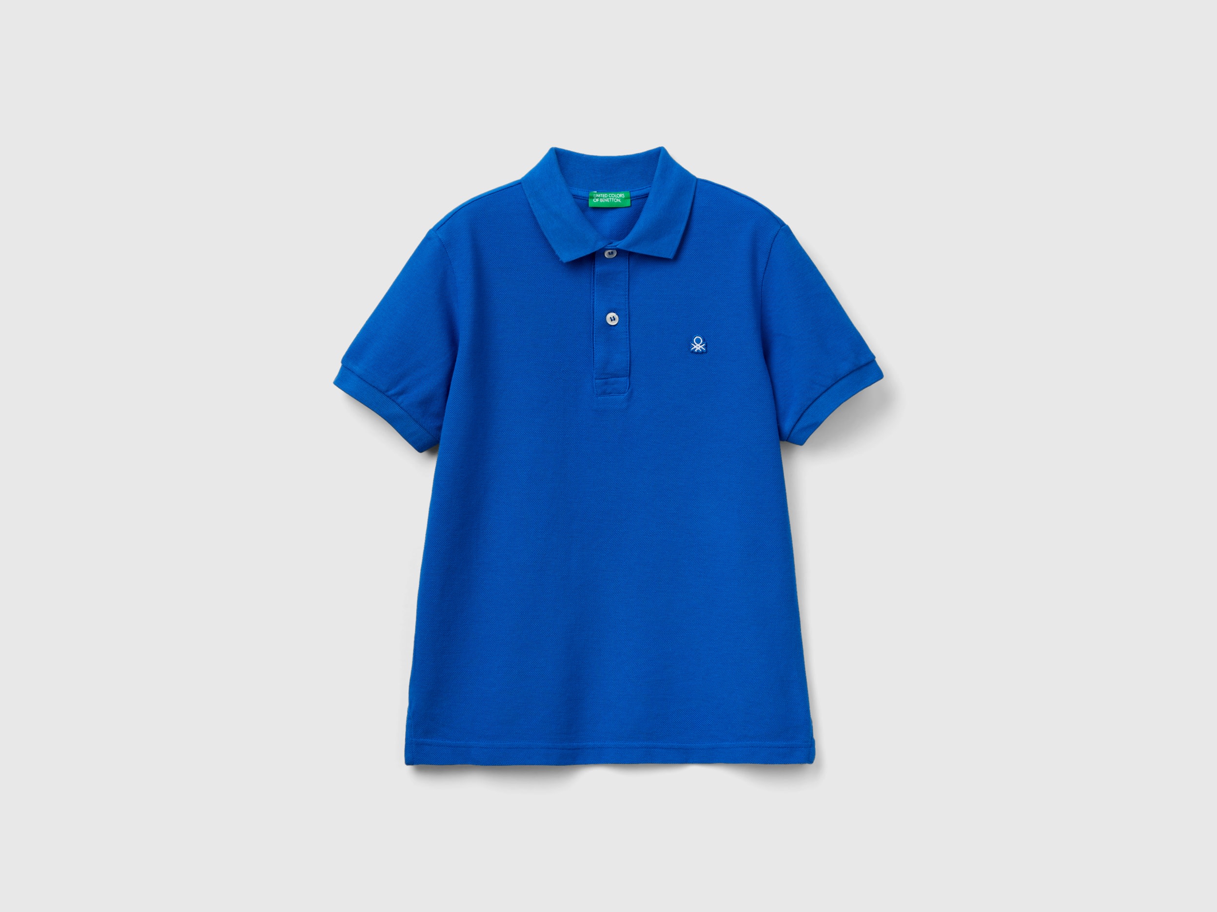 Benetton, Slim Fit Polo In 100% Organic Cotton, size 3XL, Bright Blue, Kids