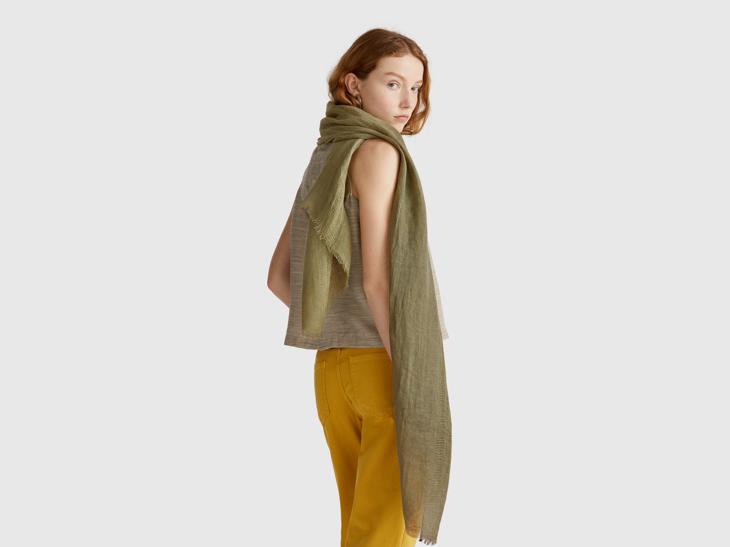  Benetton, Κασκόλ Ελαφρύ Από Αγνό Λινό, size OS, , Γυναικεία 2025