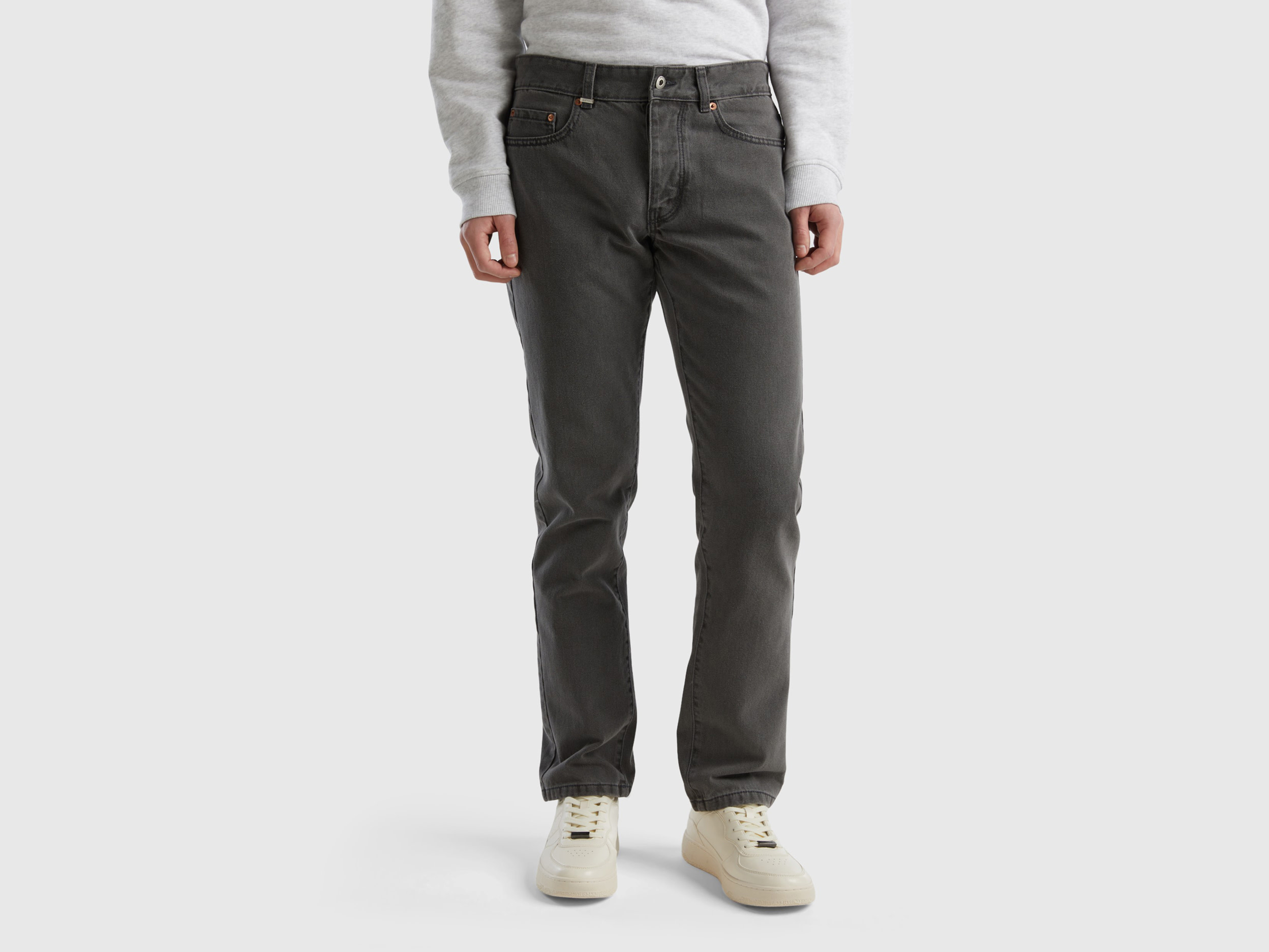 Benetton, Straight Fit Jeans, size 35, Dark Gray, Men