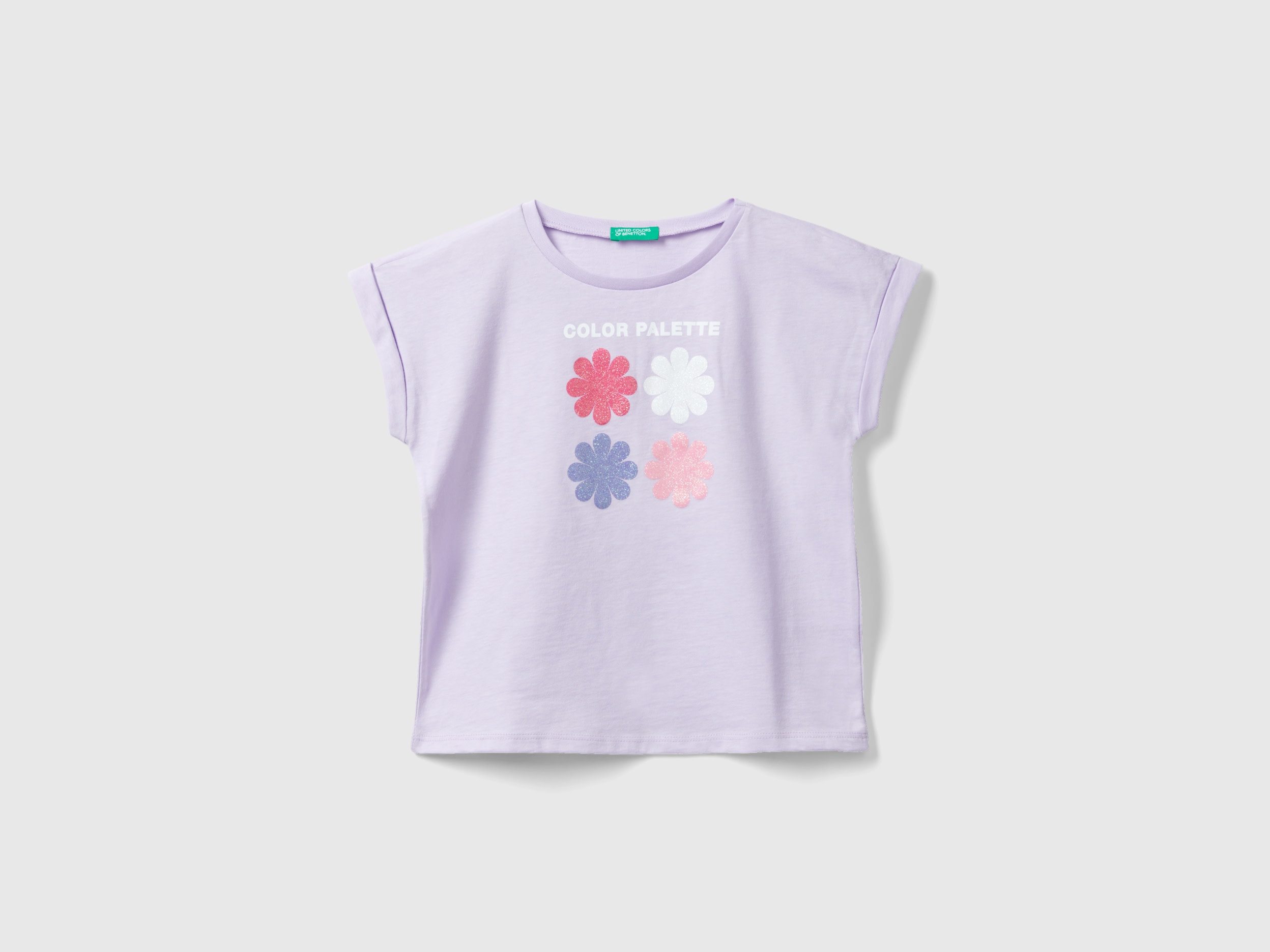 Benetton, Regular Fit T-shirt In Organic Cotton, size L, Lilac, Kids
