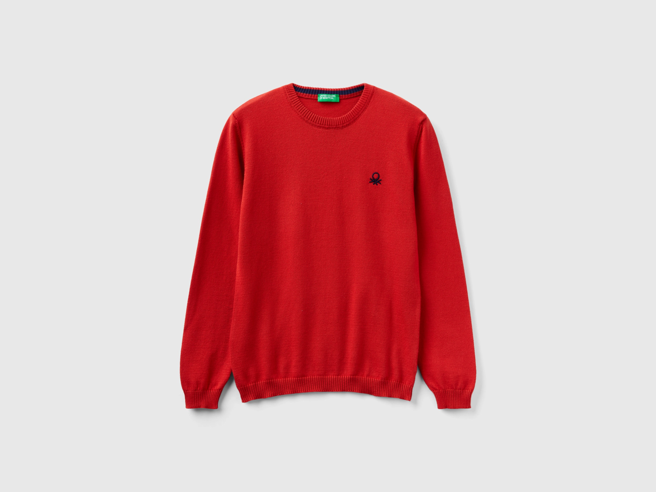 Benetton, Sweater In Pure Cotton With Logo, size L, Brick Red, Kids