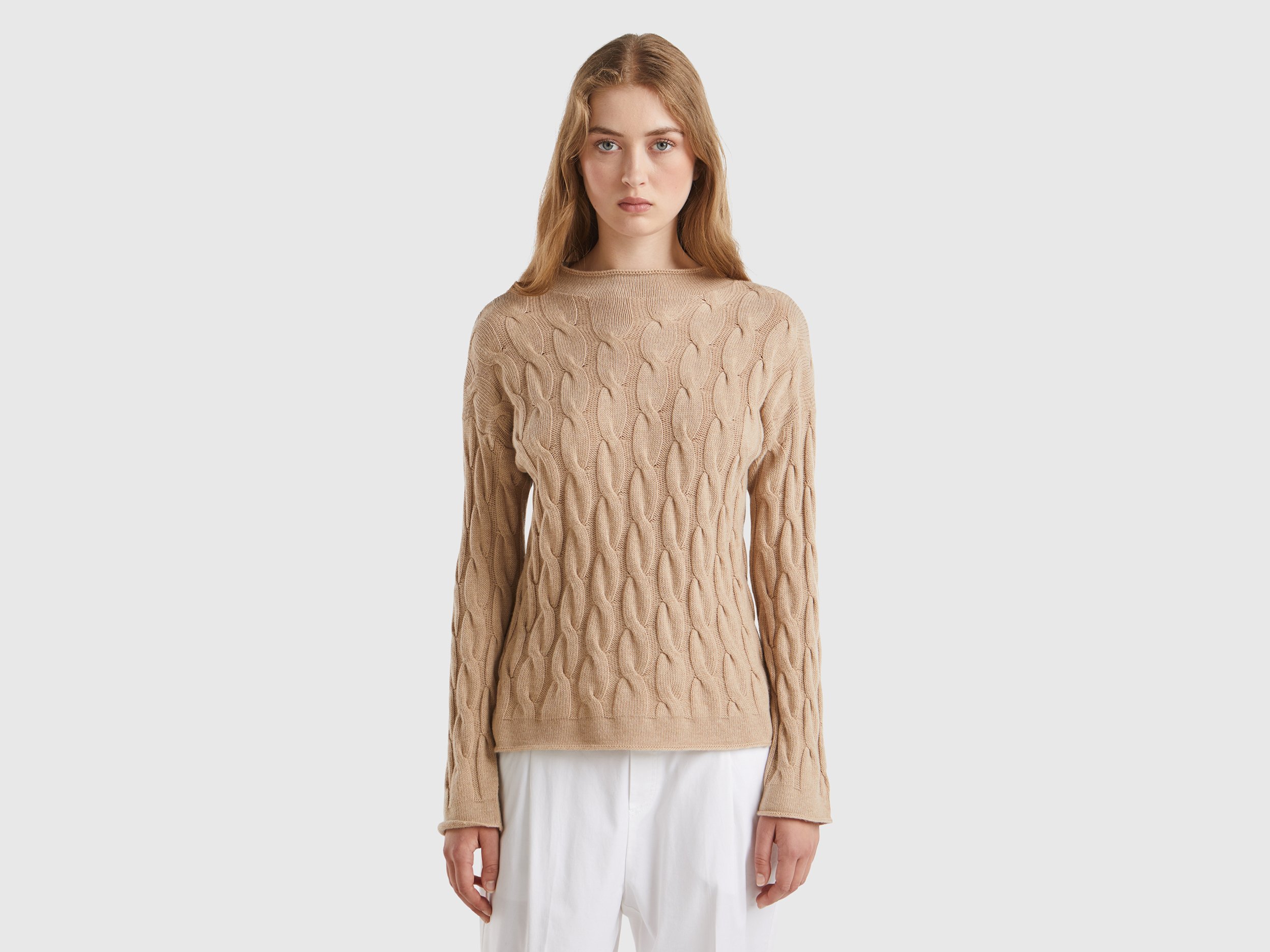 Benetton, Pull Torsadé En Cachemire Mélangé, taille L, - United Colors of Benetton - Modalova